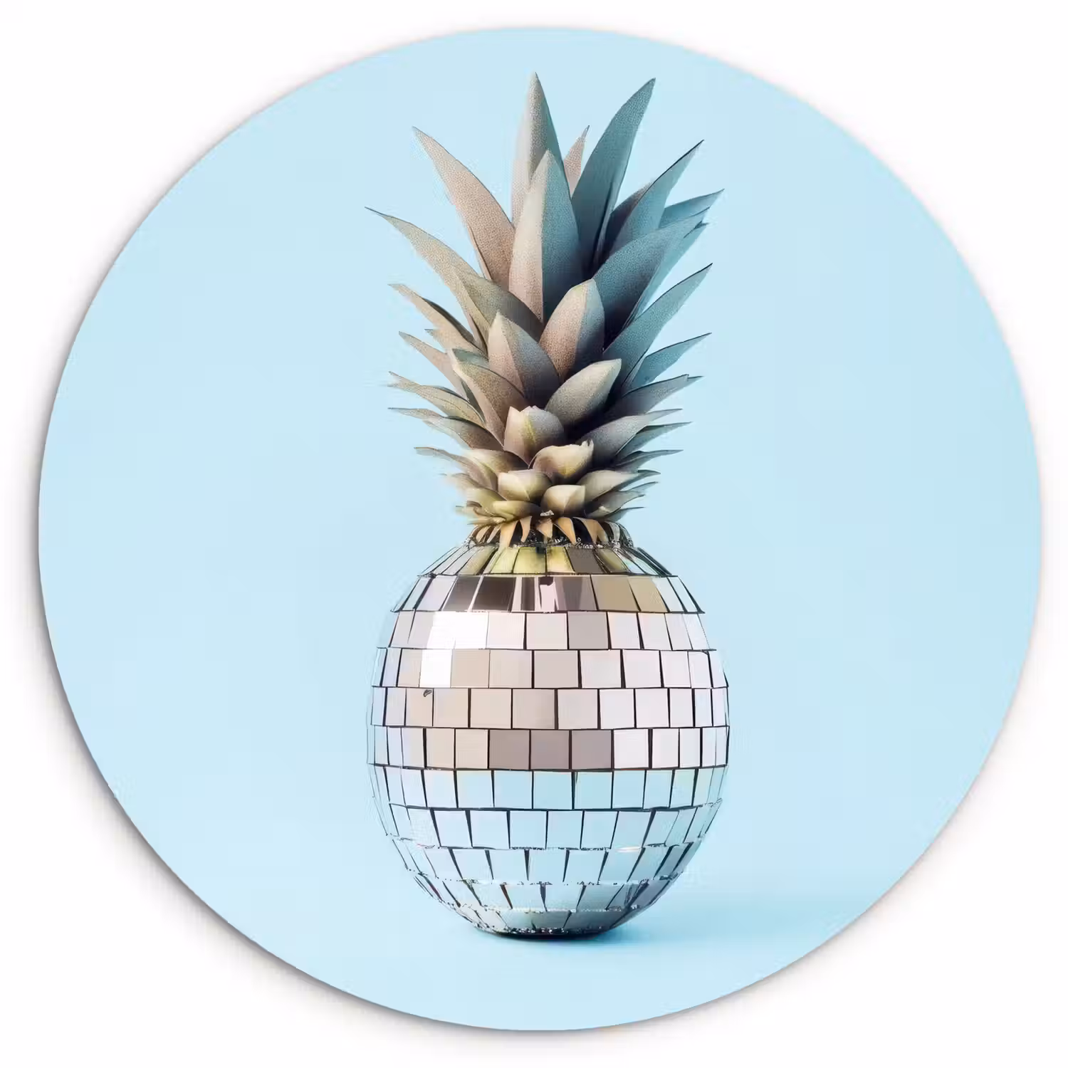 Blauw - Ananas - Disco - Discobal Wandcirkel kunststof plaat 5mm dik klein -3d