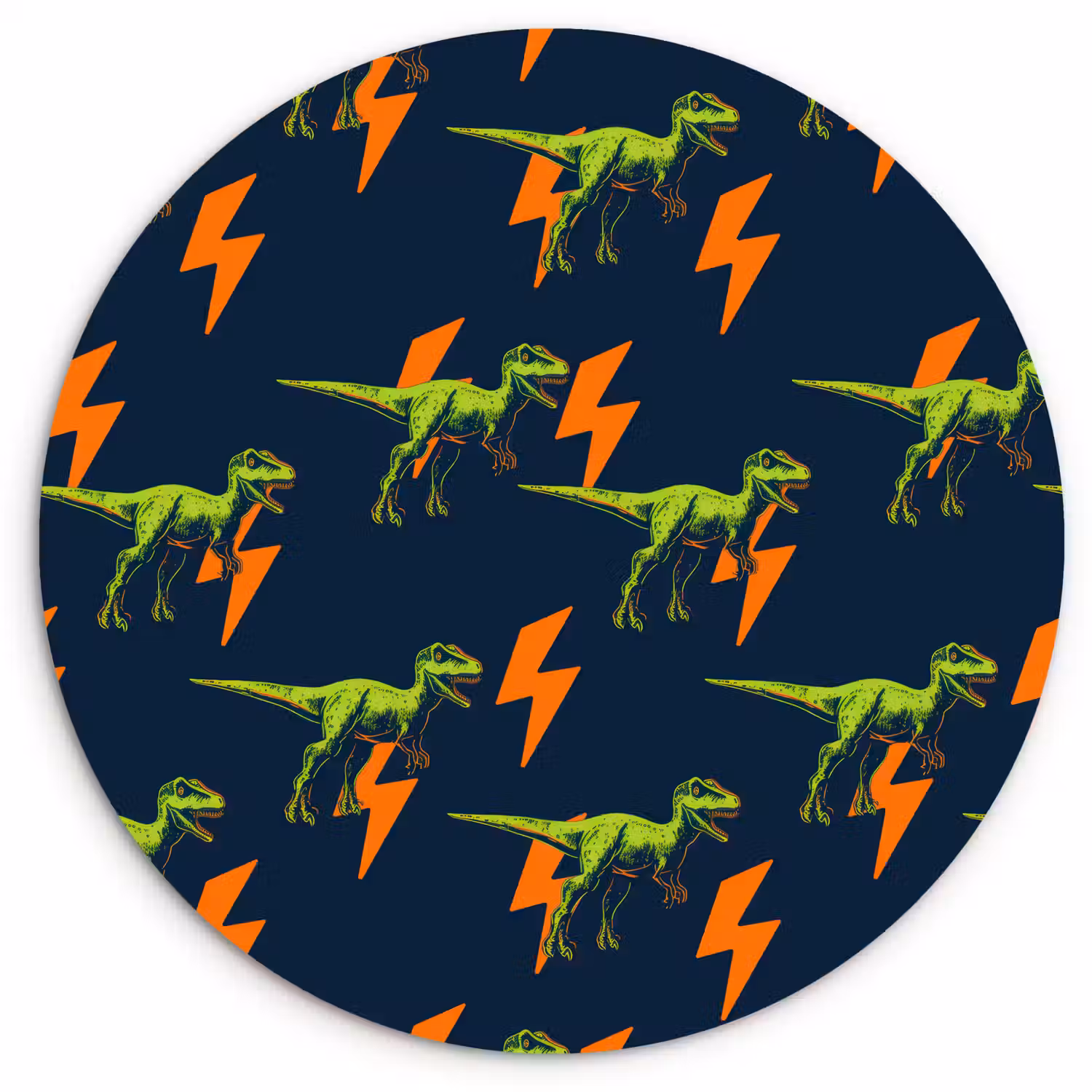 Bliksemschichten - Oranje - Dinosaurussen Wandcirkel kunststof plaat 5mm dik klein -3d