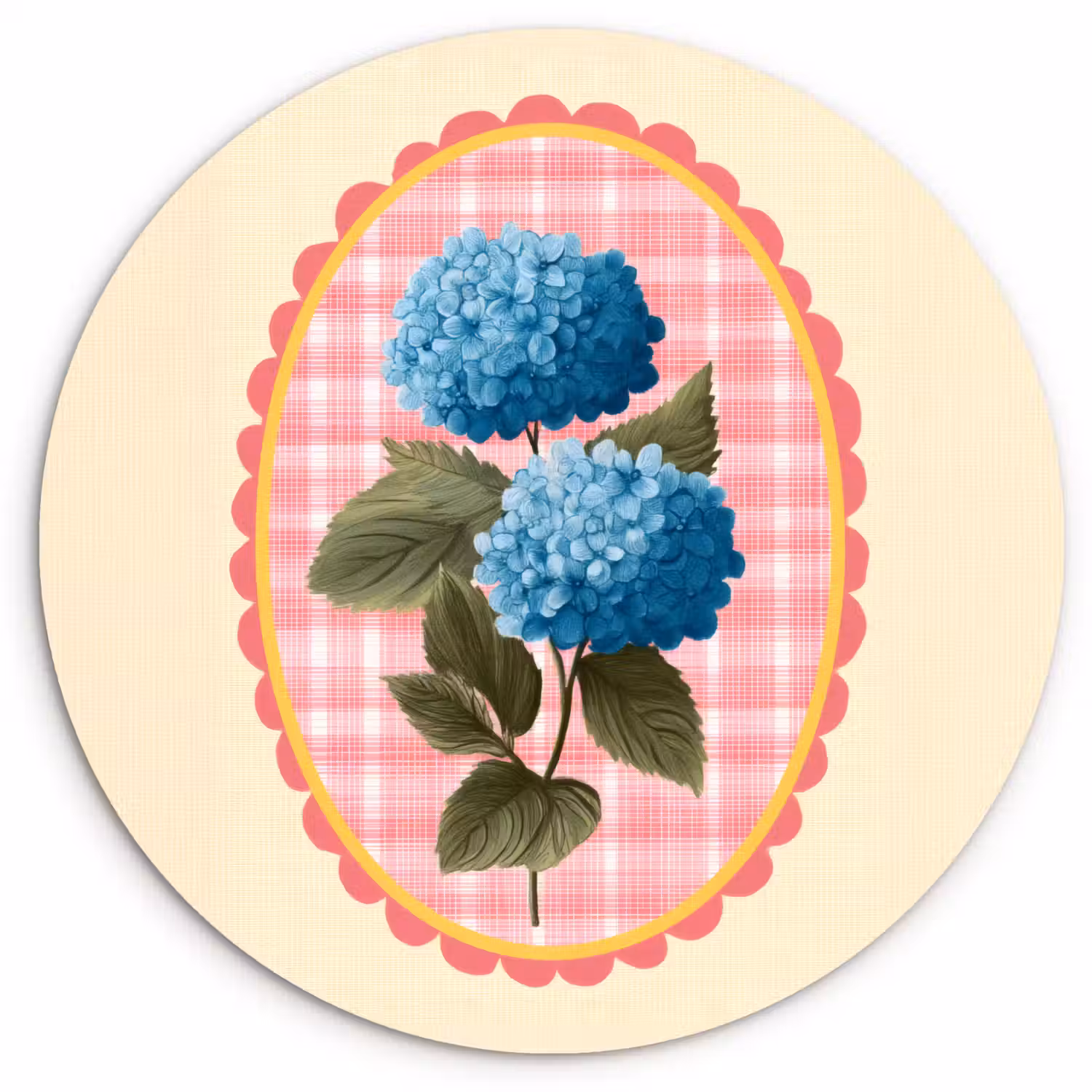 Bloemen - Blauw - Lijst - Bladeren Wandcirkel kunststof plaat 5mm dik klein -3d