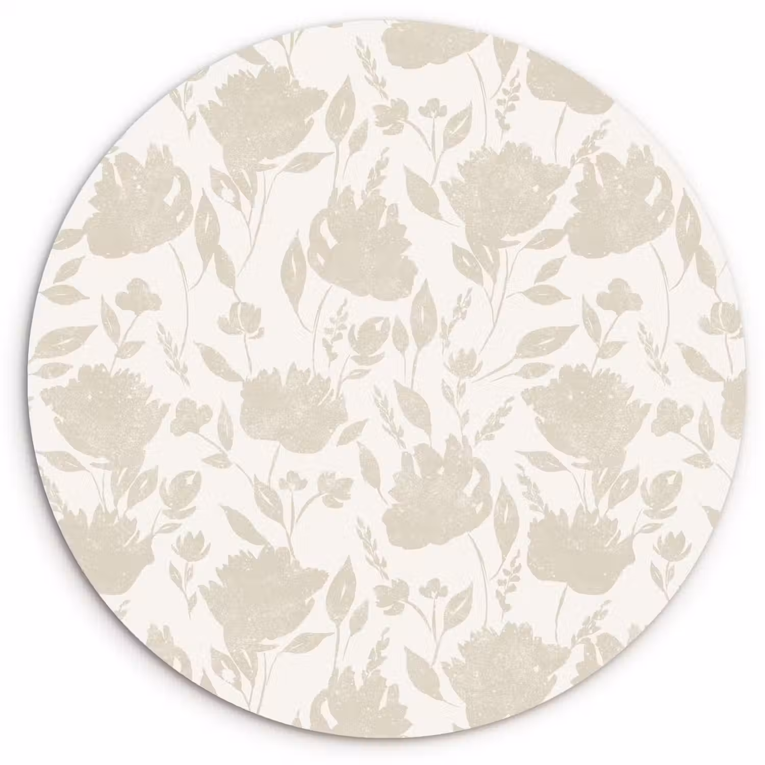 Bloemenpatroon - Silhouet - Wit Wandcirkel kunststof plaat 5mm dik klein 188 -3d