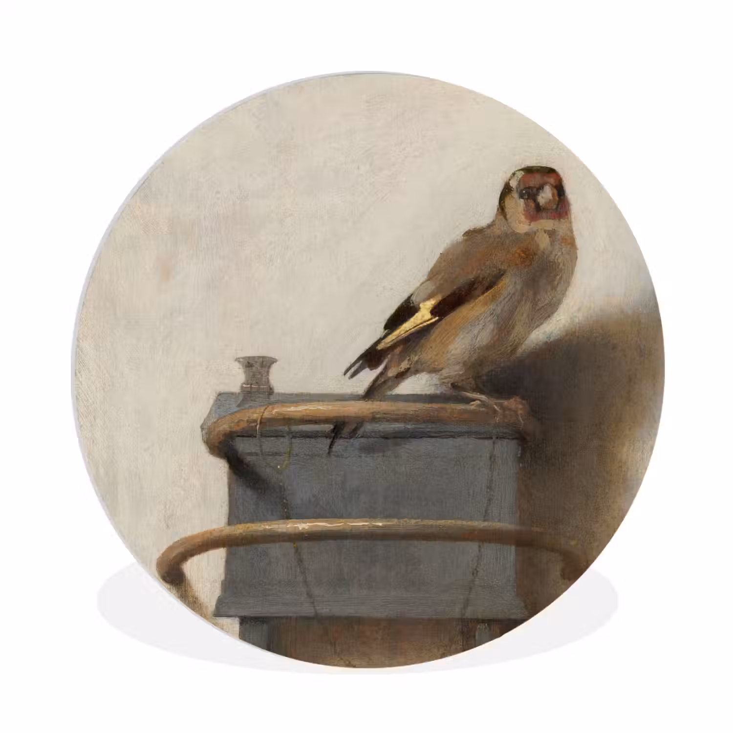 Het puttertje - Carel Fabritius Wandcirkel kunststof plaat 5mm dik klein -3d