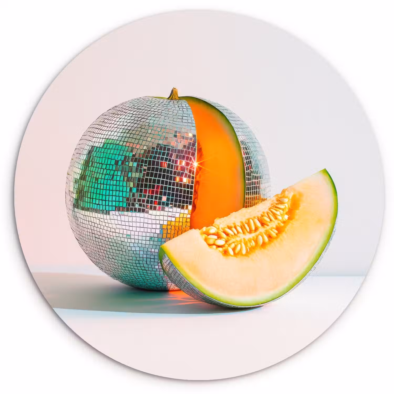 Disco - Discobal - Meloen - Pastel Wandcirkel kunststof plaat 5mm dik klein -3d