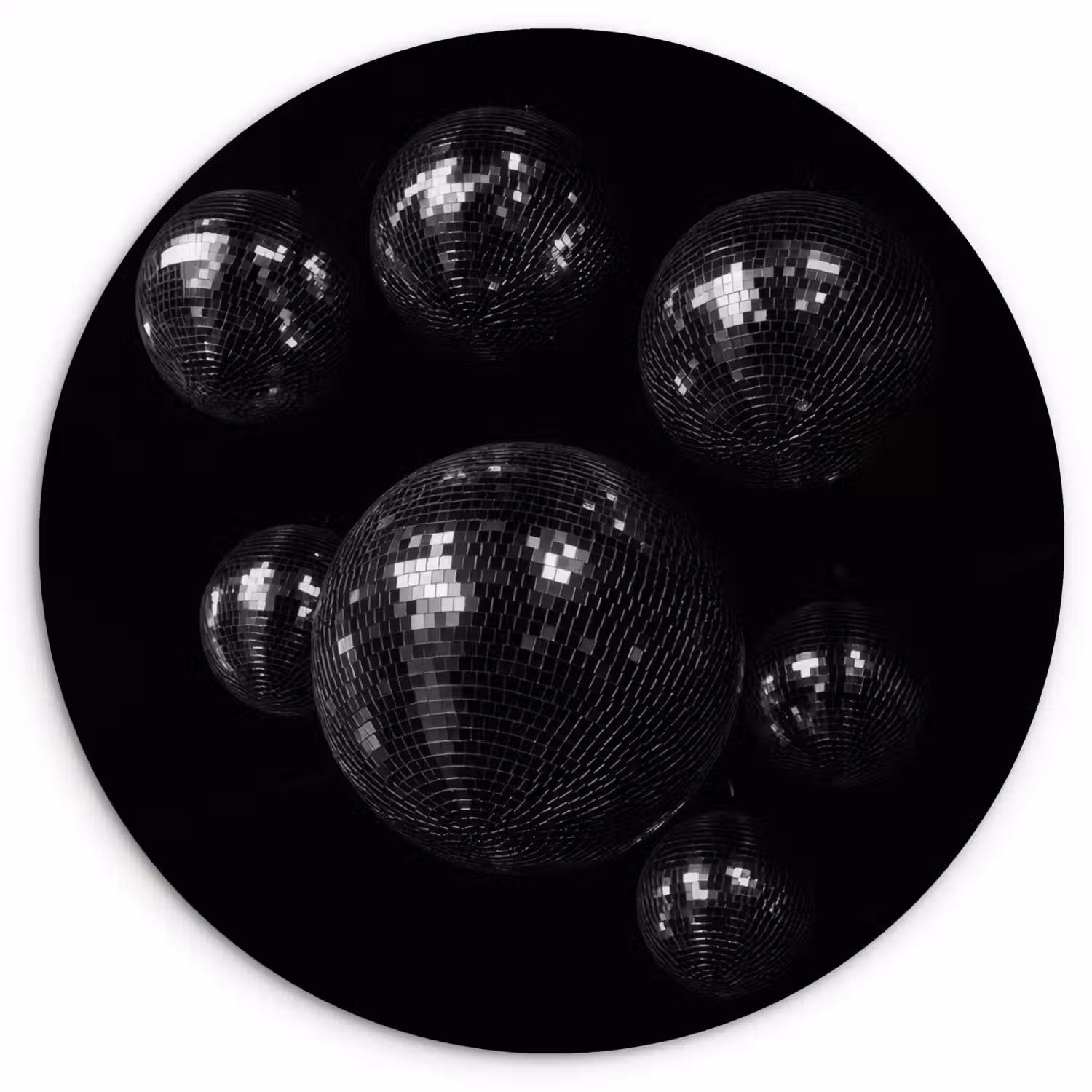Discoballen - Minimalistisch - Zwart Wandcirkel kunststof plaat 5mm dik klein -3d