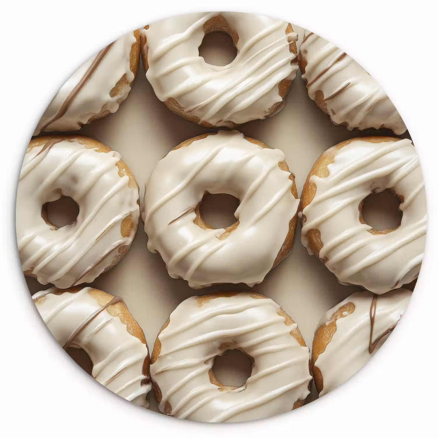 Donuts - Chocolade - Wit - Beige Wandcirkel kunststof plaat 5mm dik klein -3d