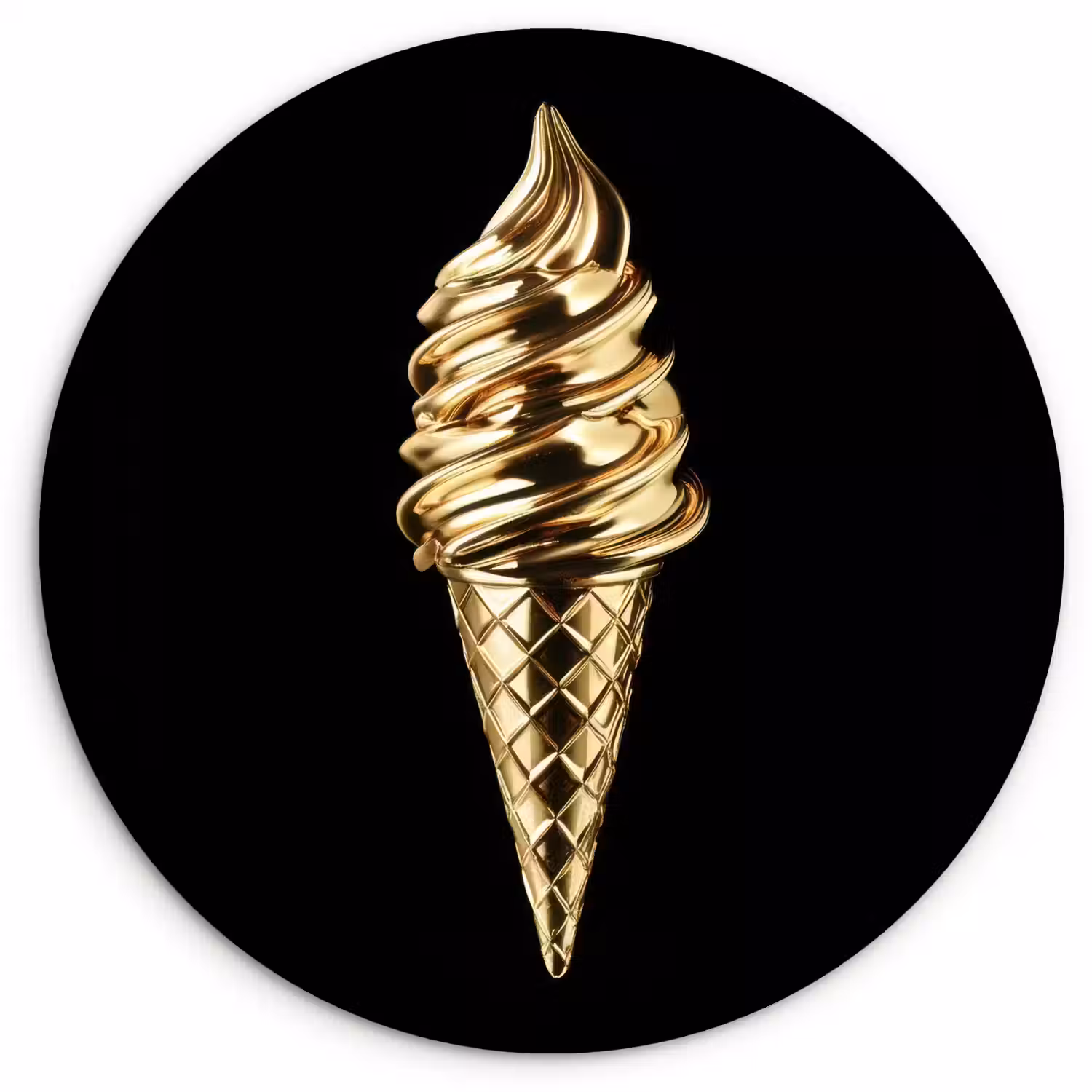 Ijs - Goud - Zwart - Eten Wandcirkel kunststof plaat 5mm dik klein -3d