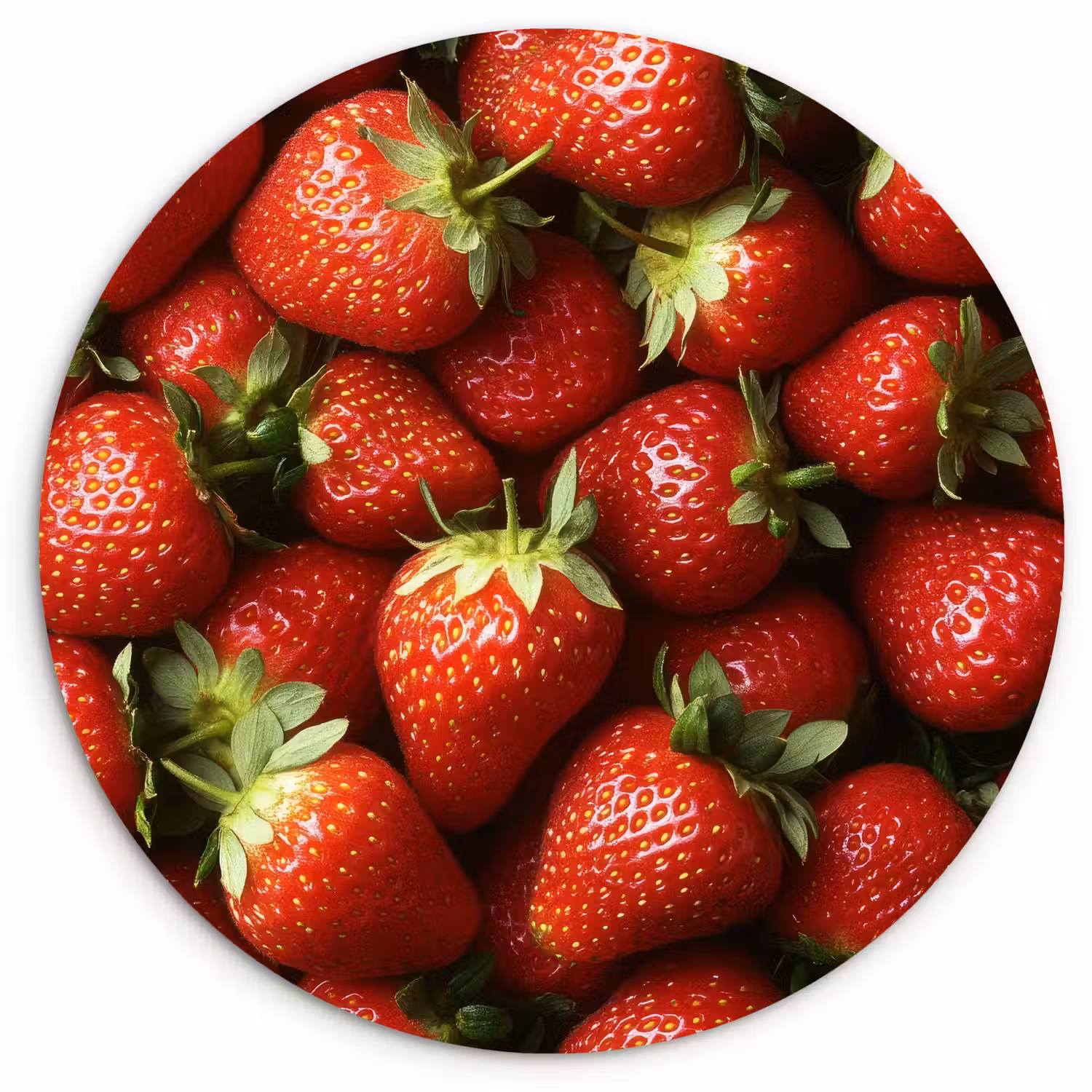 Aardbei - Fruit - Rood Wandcirkel kunststof plaat 5mm dik klein -3d