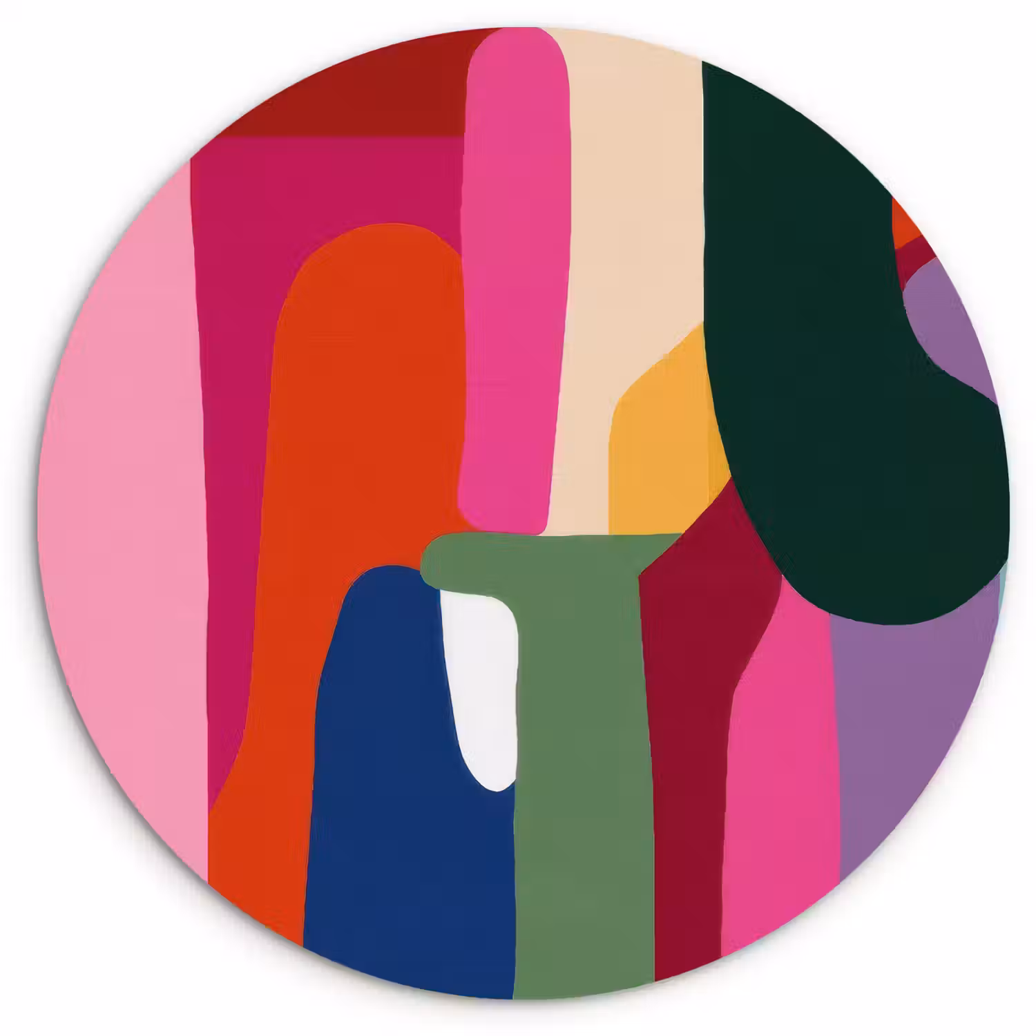 Kleurvakken - Recht - Rond - Abstract Wandcirkel kunststof plaat 5mm dik klein -3d
