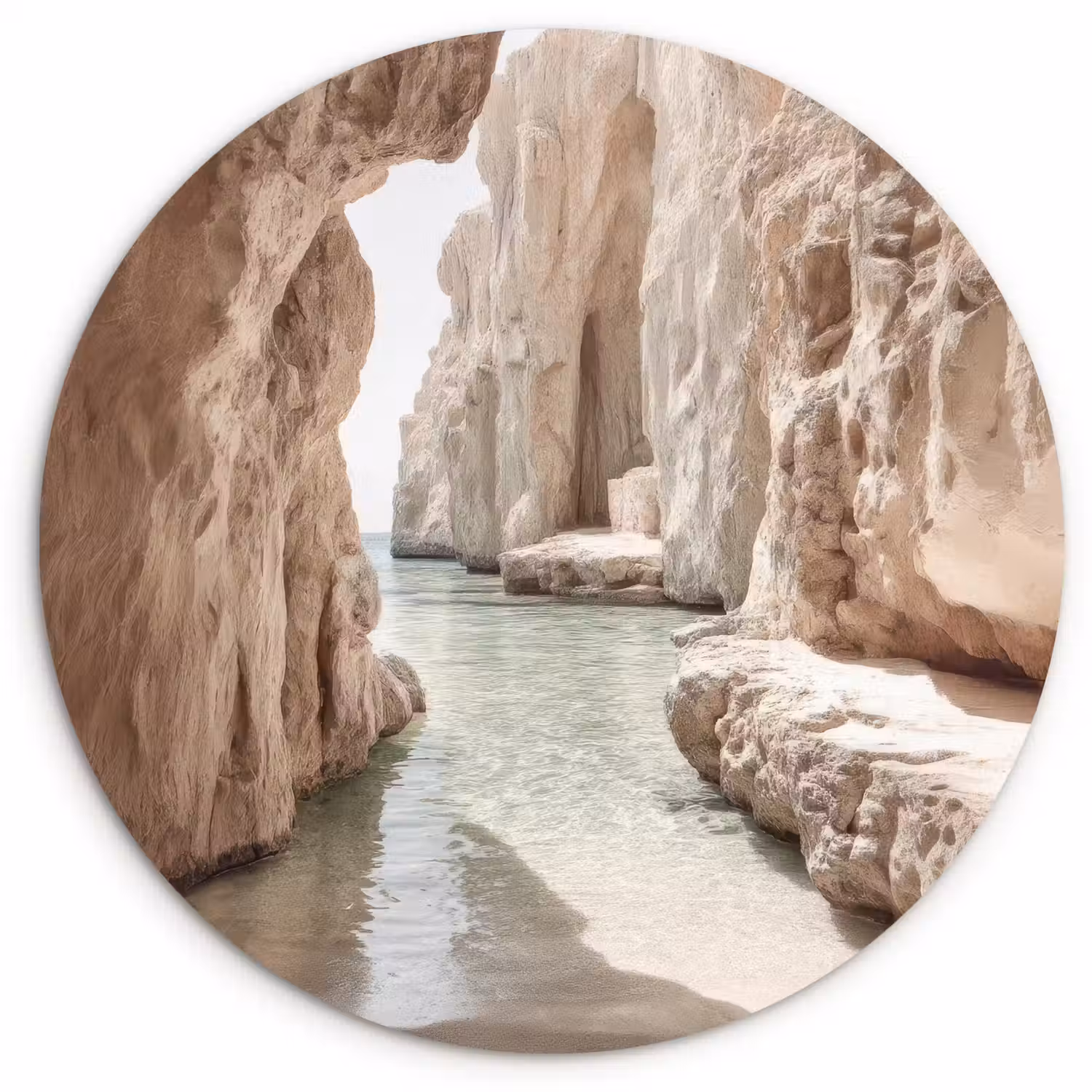 Rotsen - Zee - Zand - Kloof Wandcirkel kunststof plaat 5mm dik klein -3d