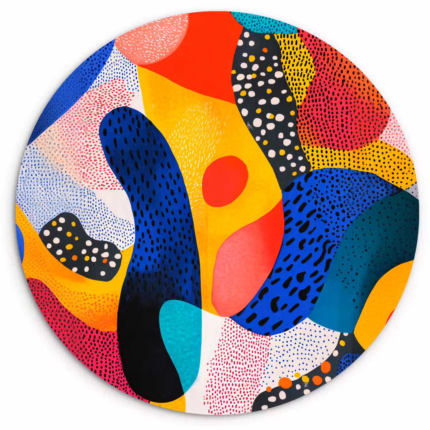 Vormen - Abstract - Stippels - Blauw Wandcirkel kunststof plaat 5mm dik klein -3d