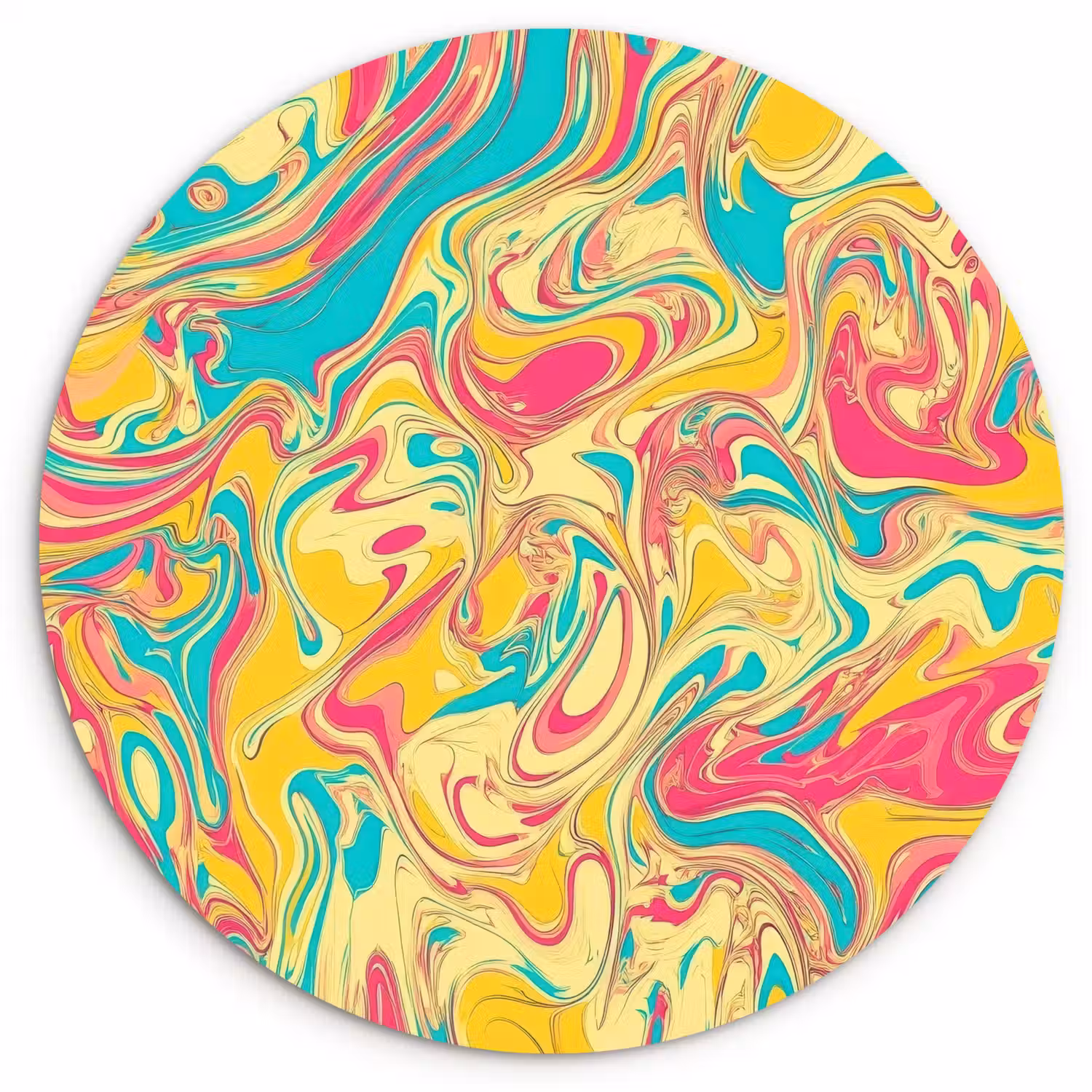 Geel - Roze - Blauw - Retro Wandcirkel kunststof plaat 5mm dik klein -3d