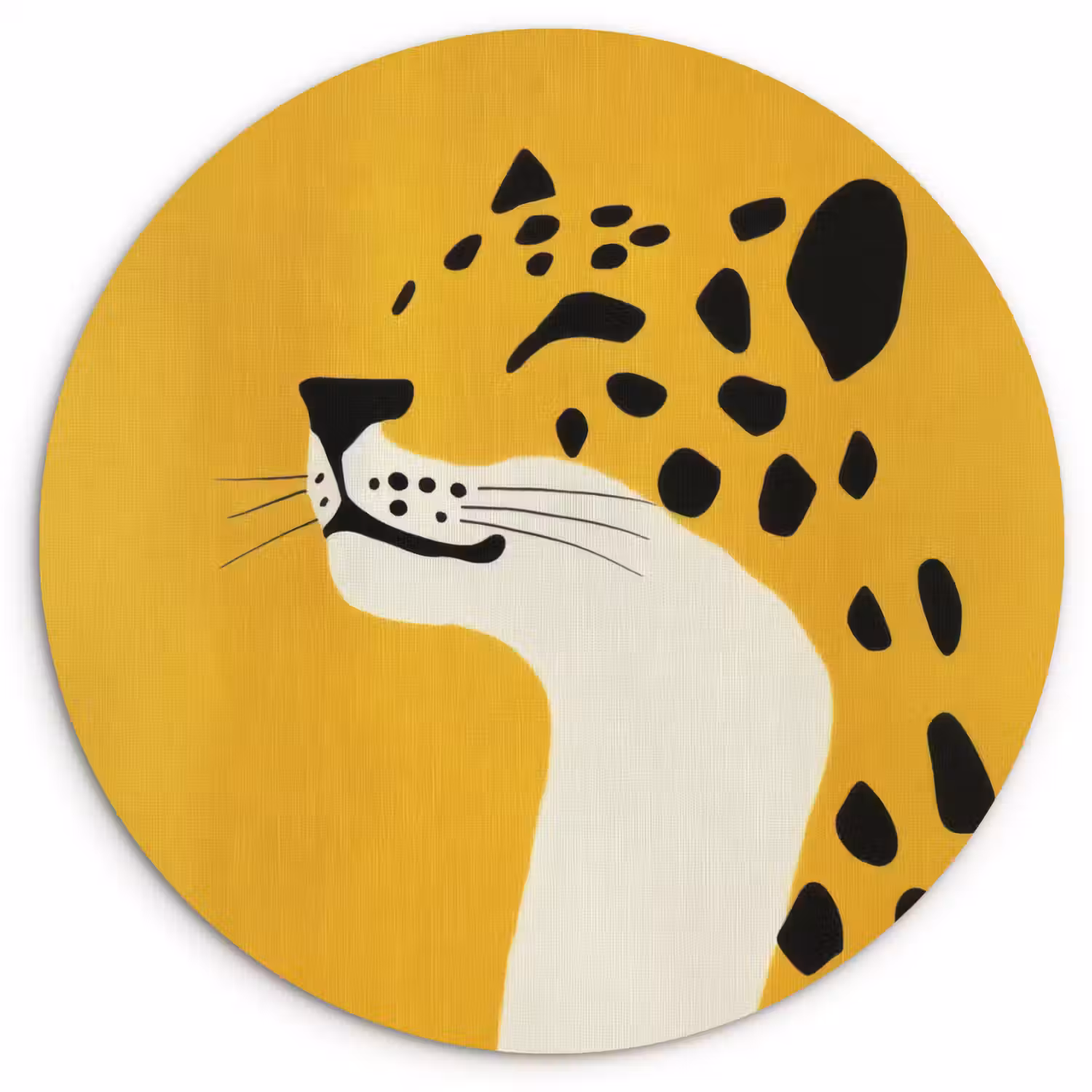 Cheetah - Illustratie - Geel Wandcirkel kunststof plaat 5mm dik klein -3d