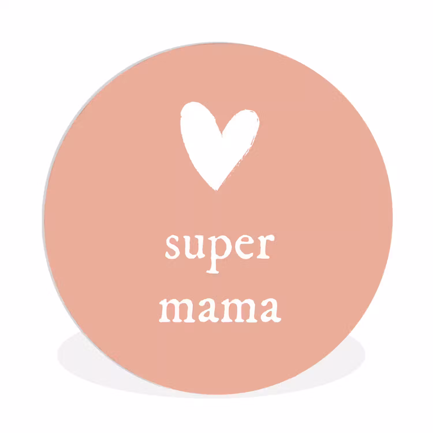 Presentje voor Moederdag super mama lichtroze/wit Wandcirkel kunststof plaat 5mm dik klein -3d