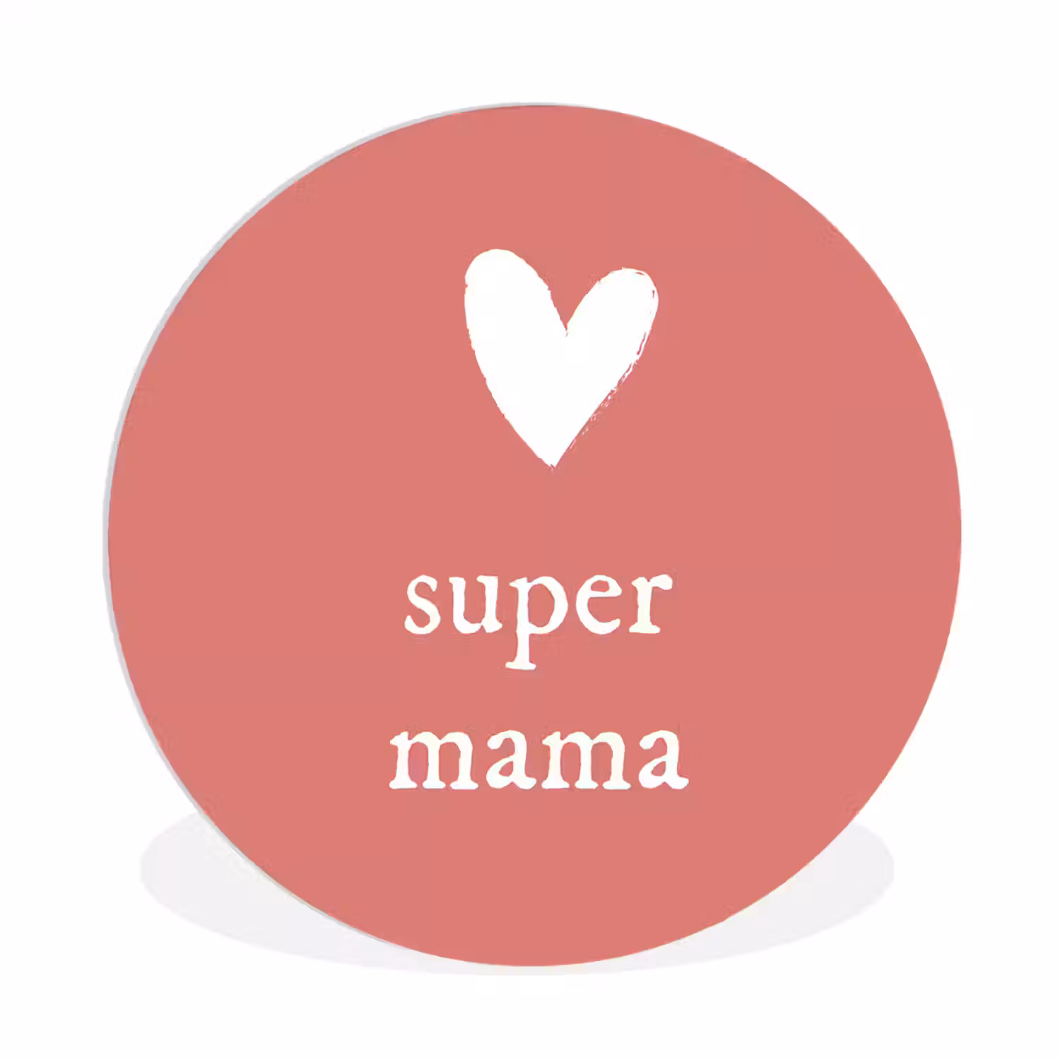 Presentje voor Moederdag super mama roze/wit Wandcirkel kunststof plaat 5mm dik klein -3d
