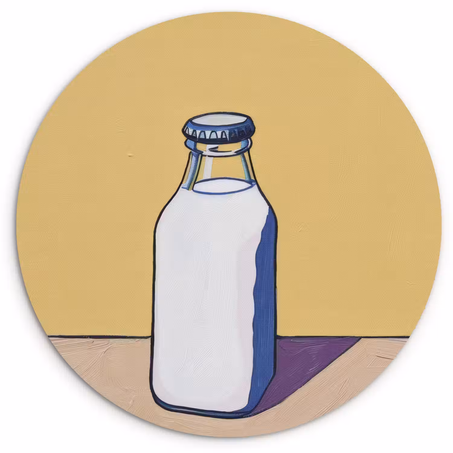 Glazen - Fles - Illustratie - Melk Wandcirkel kunststof plaat 5mm dik klein -3d