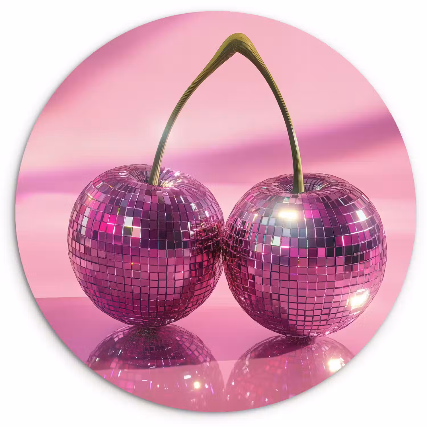 Glitter - Discobol - Roze - Kersen Wandcirkel kunststof plaat 5mm dik klein -3d