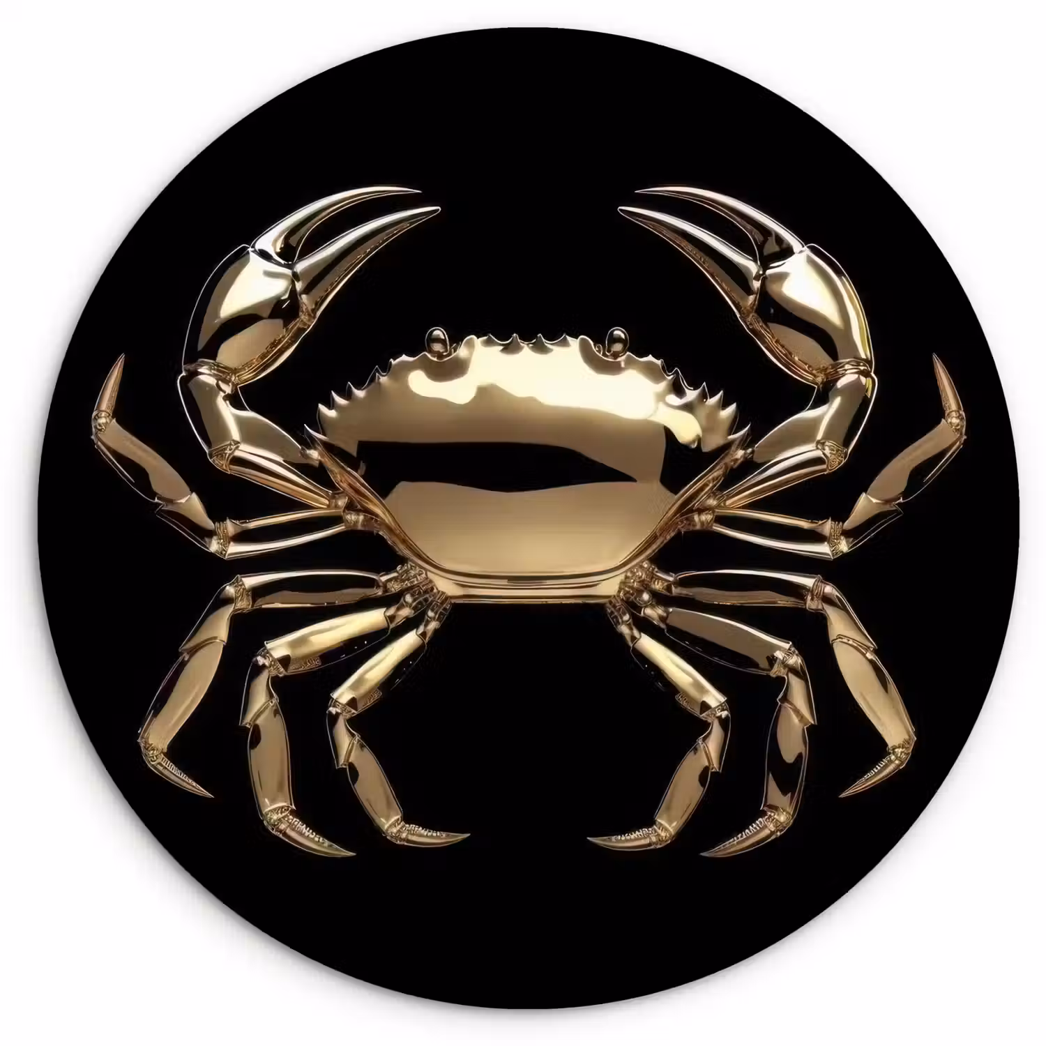 Goud - Krab - Dieren - Zwart Wandcirkel kunststof plaat 5mm dik klein -3d