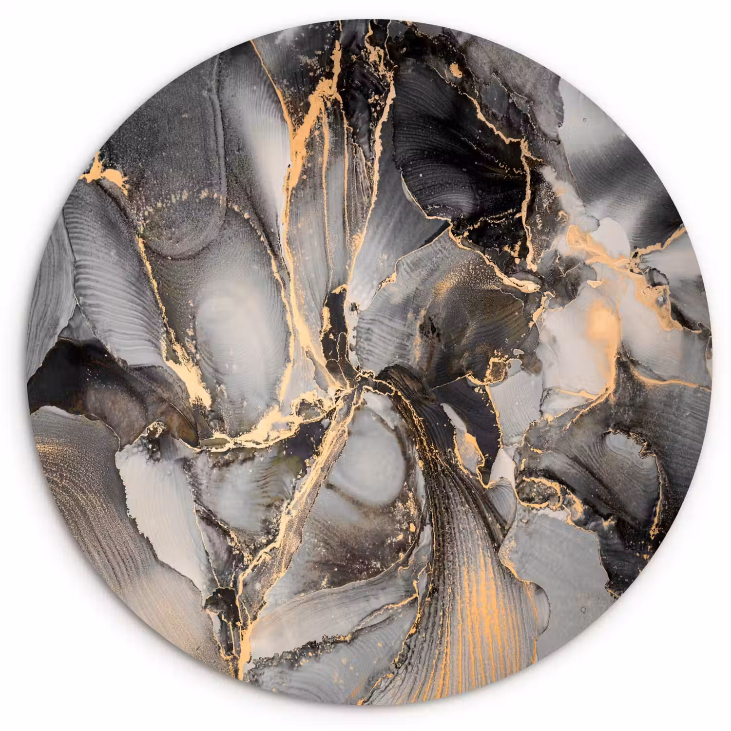 Grijs - Luxe - Goud - Marmer Wandcirkel kunststof plaat 5mm dik klein -3d