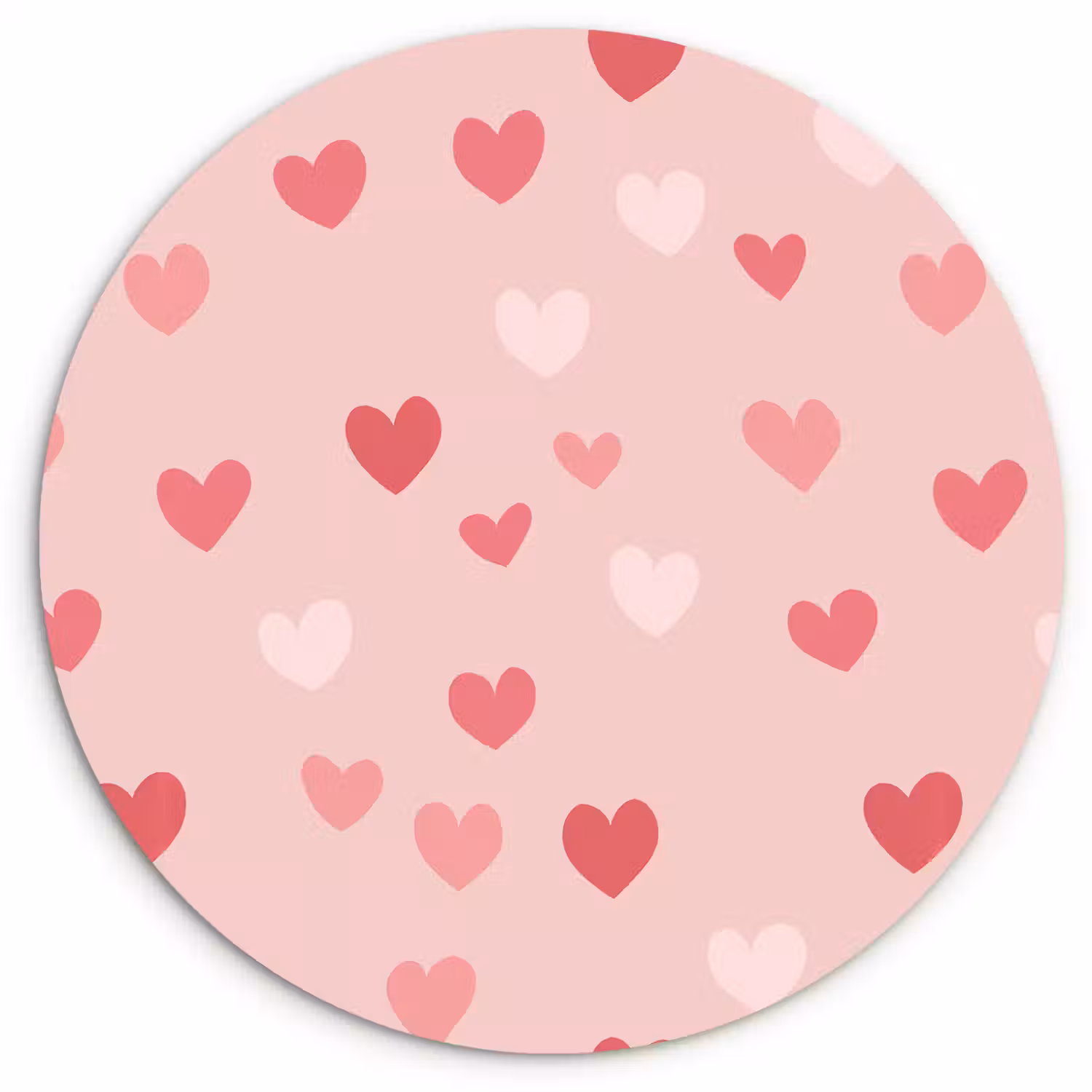 Hartjes - Patroon - Roze - Eenvoudig Wandcirkel kunststof plaat 5mm dik klein -3d