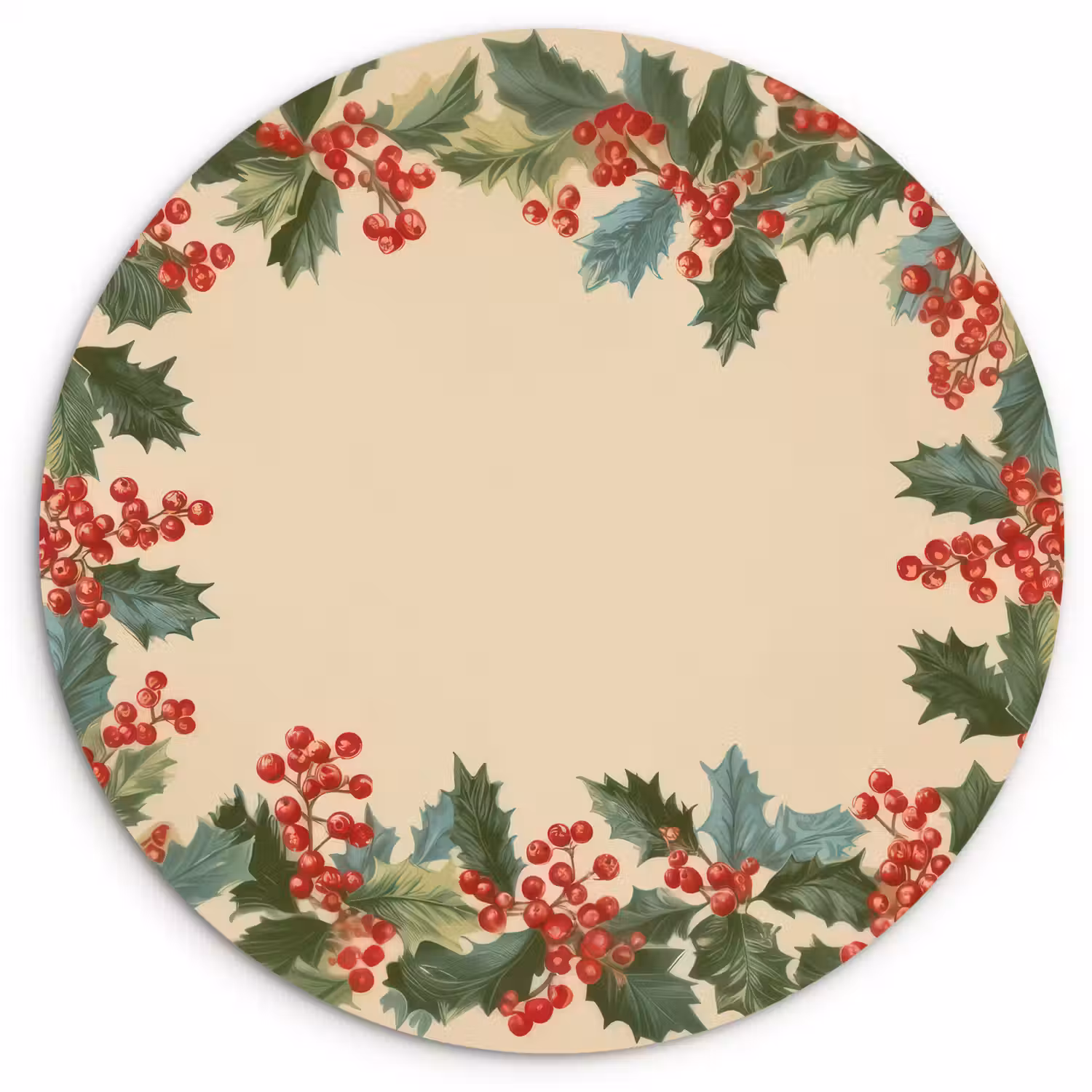 Hulstrand - Bessen - Beige Wandcirkel kunststof plaat 5mm dik klein -3d