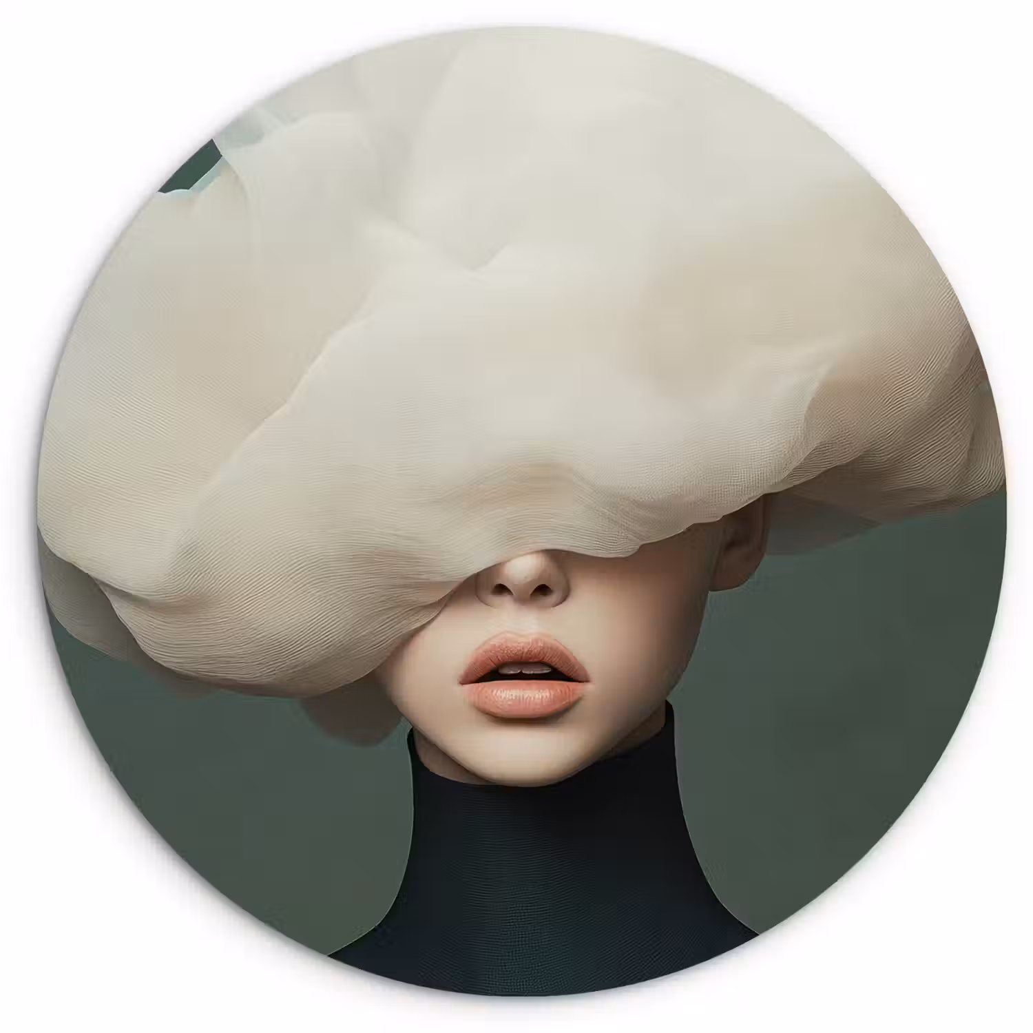 Hoed - Vrouw - Beige Wandcirkel kunststof plaat 5mm dik klein -3d