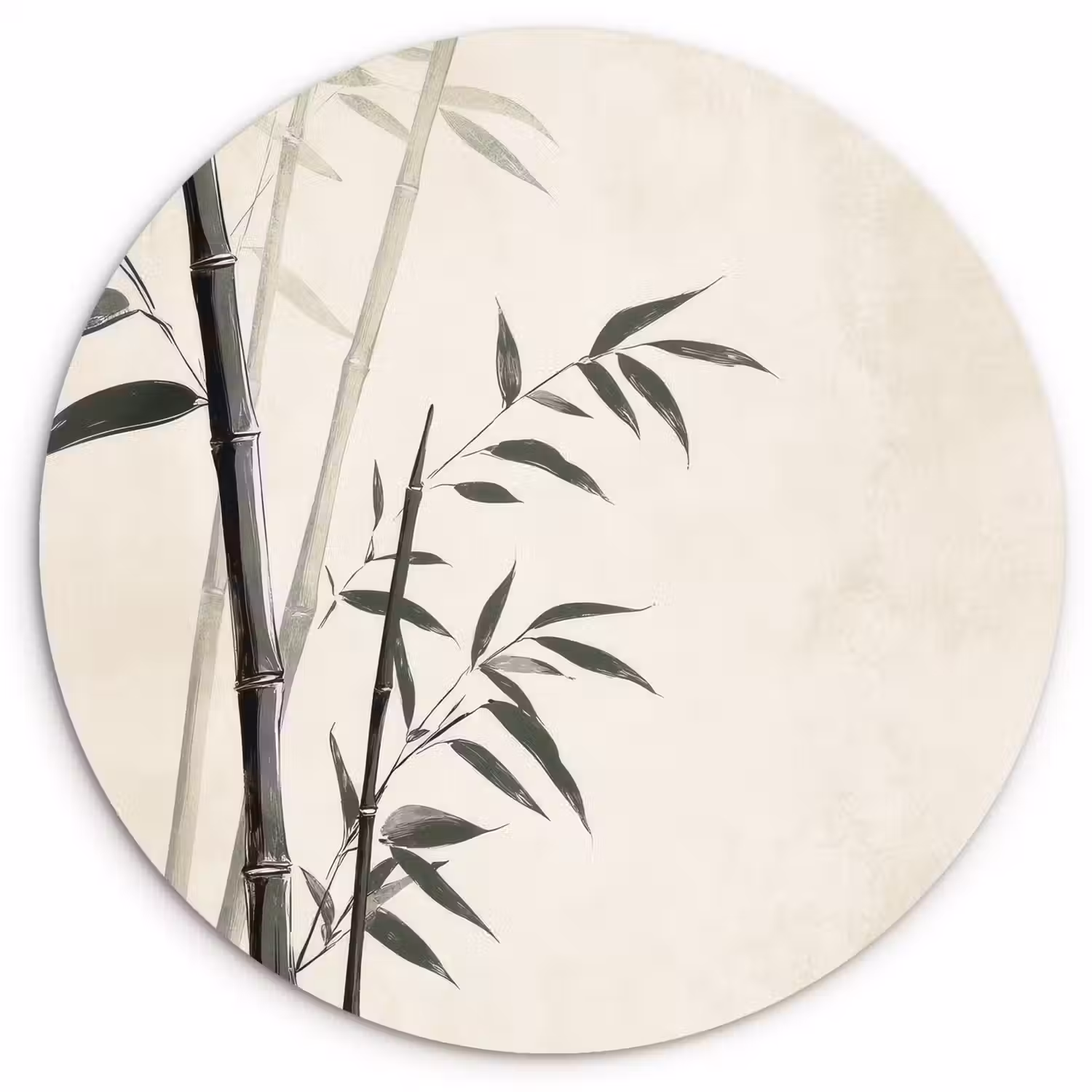 Japandi - Bamboe - Beige Wandcirkel kunststof plaat 5mm dik klein -3d