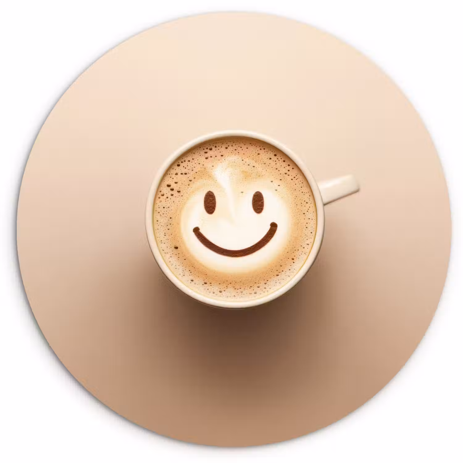 Koffie - Melkschuim - Lach - Beige Wandcirkel kunststof plaat 5mm dik klein -3d