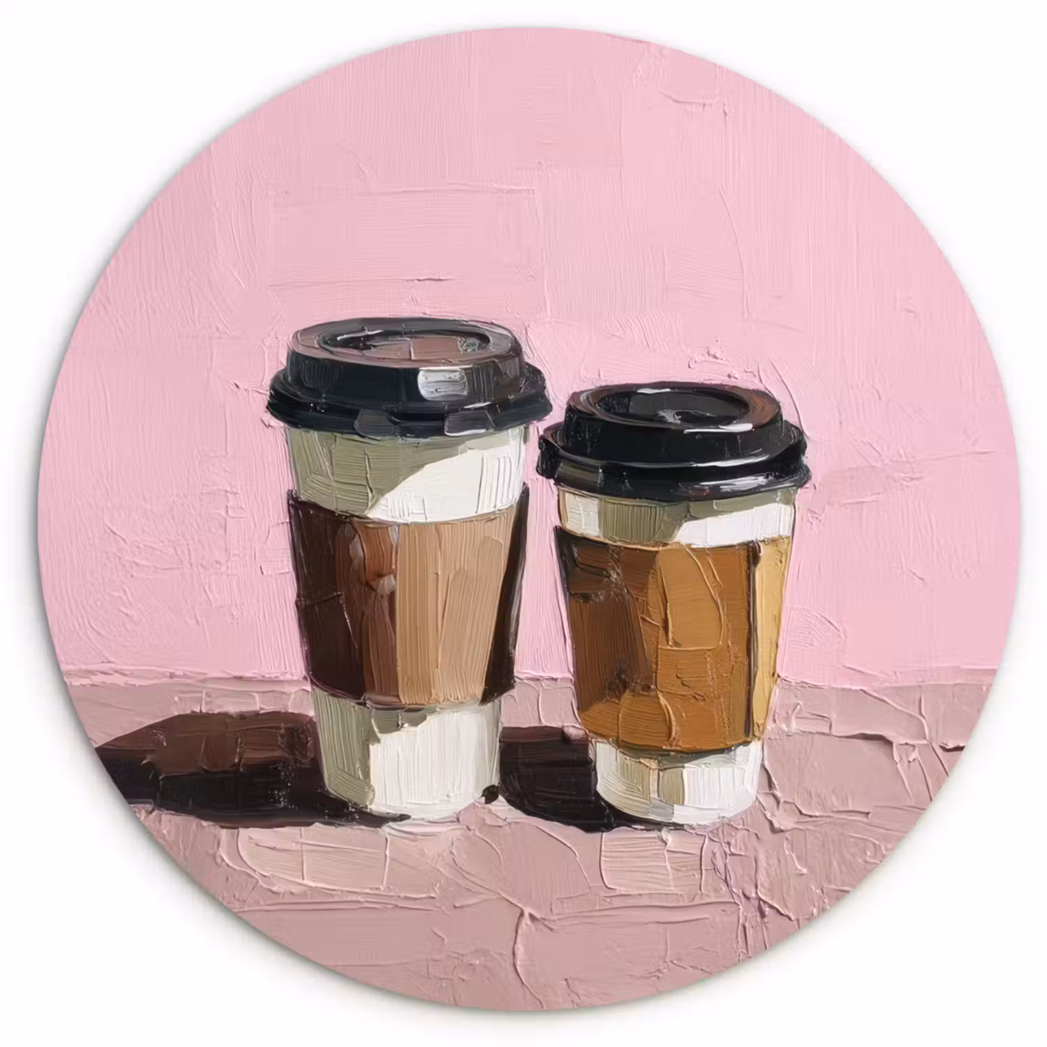 Koffiebekers - Deksel - Verf - Textuur Wandcirkel kunststof plaat 5mm dik klein -3d