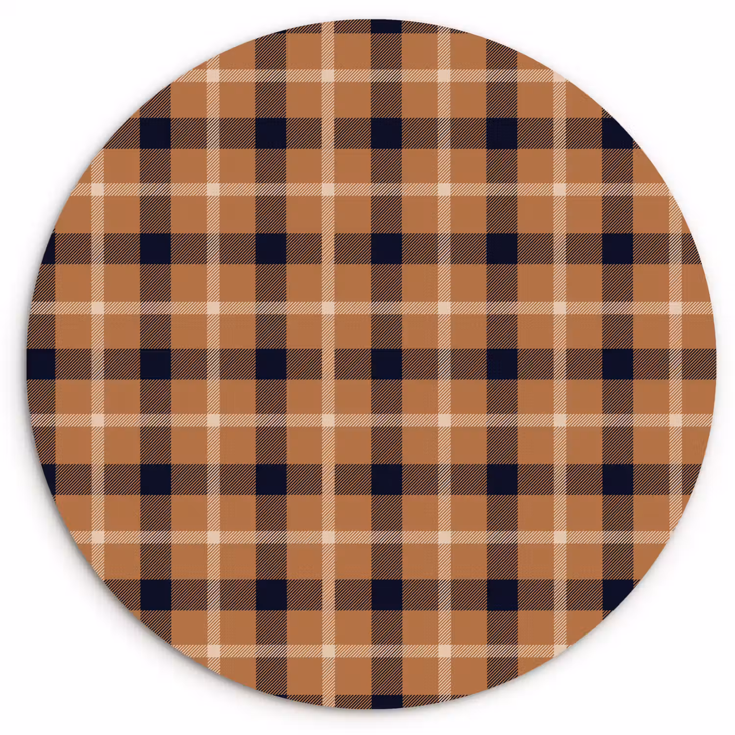 Plaid - Patroon - Vierkant - Bruin Wandcirkel kunststof plaat 5mm dik klein 188 -3d