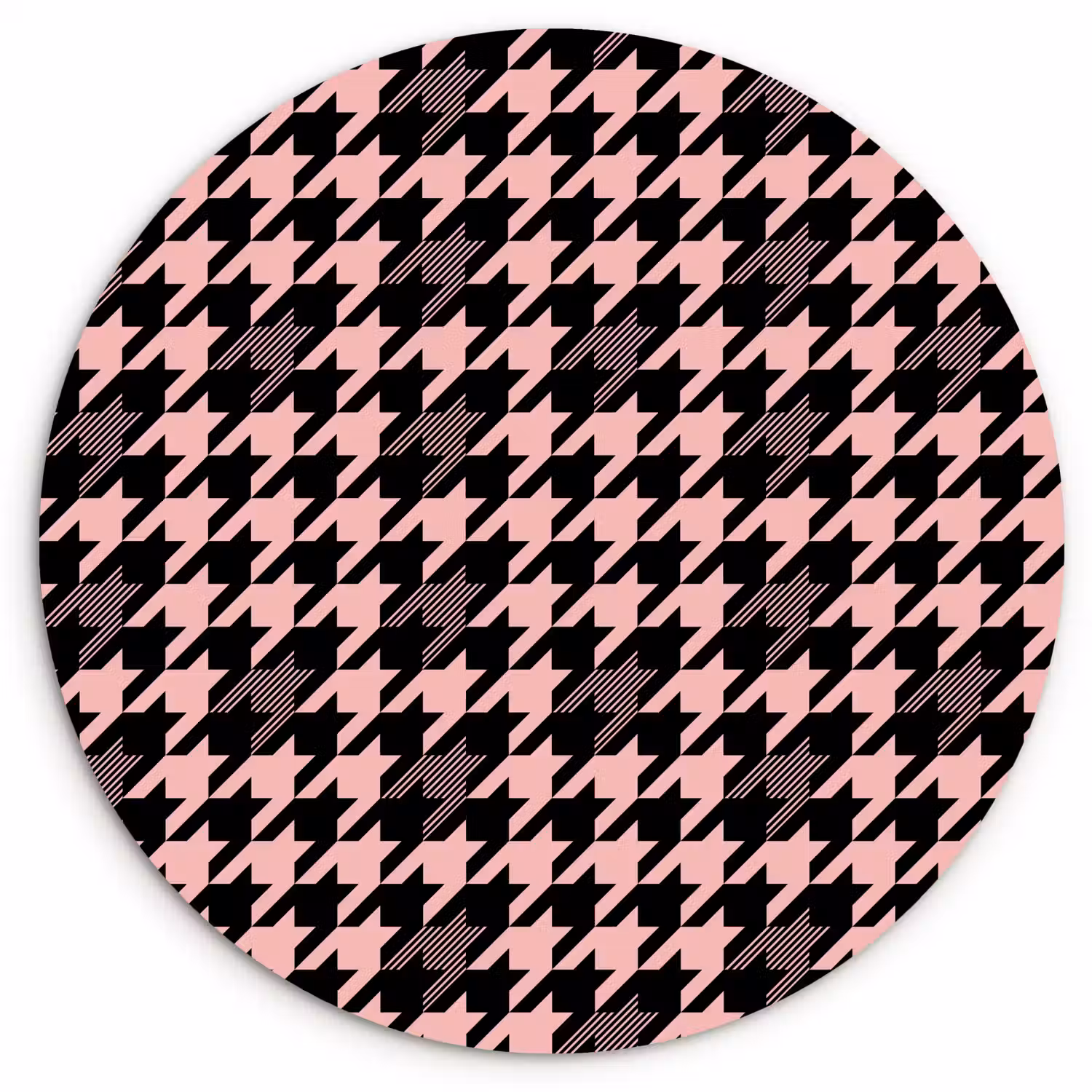 Plaid - Patroon - Zwart - Roze Wandcirkel kunststof plaat 5mm dik klein 188 -3d