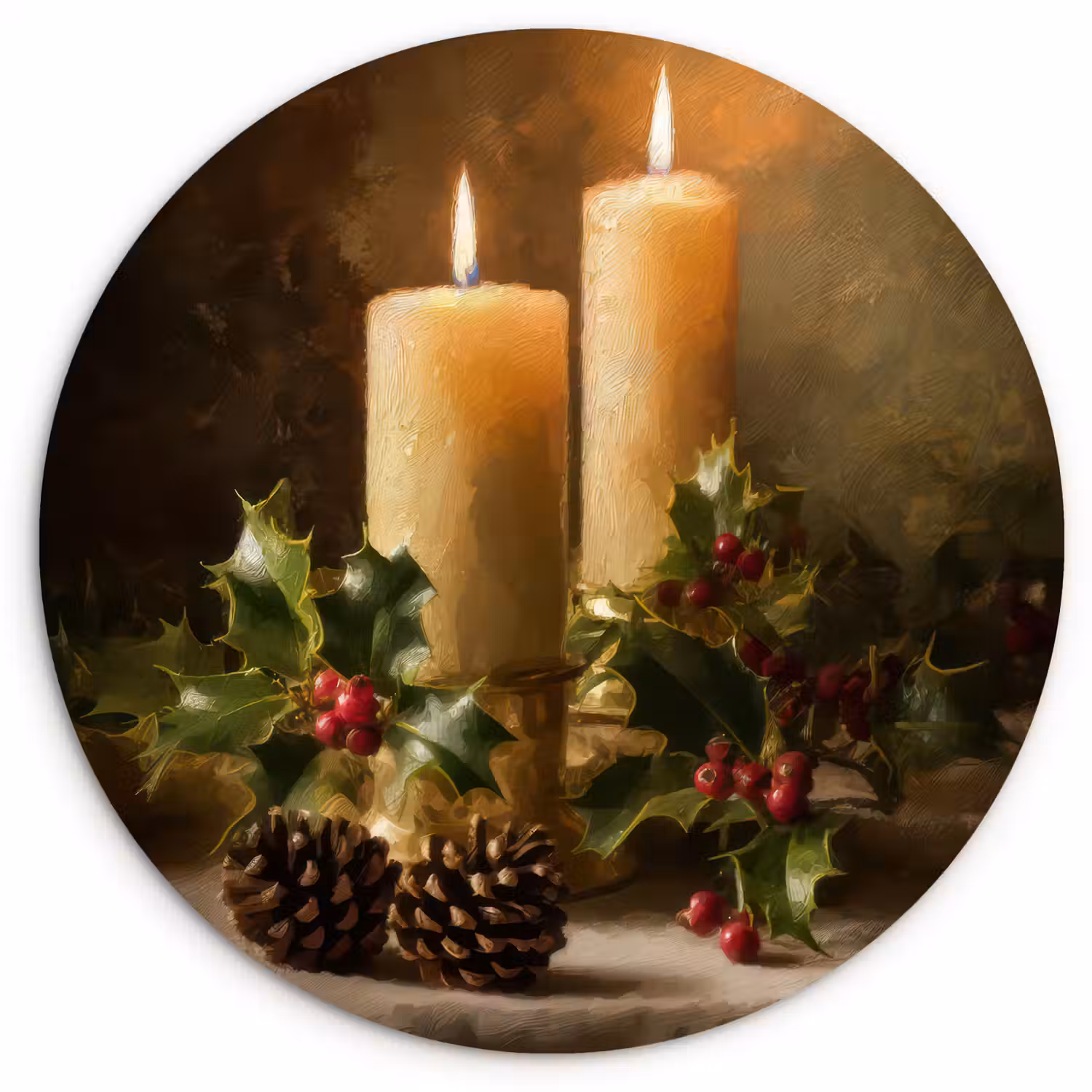 Kaarslicht - Kerst - Veelkleurig Wandcirkel kunststof plaat 5mm dik klein -3d