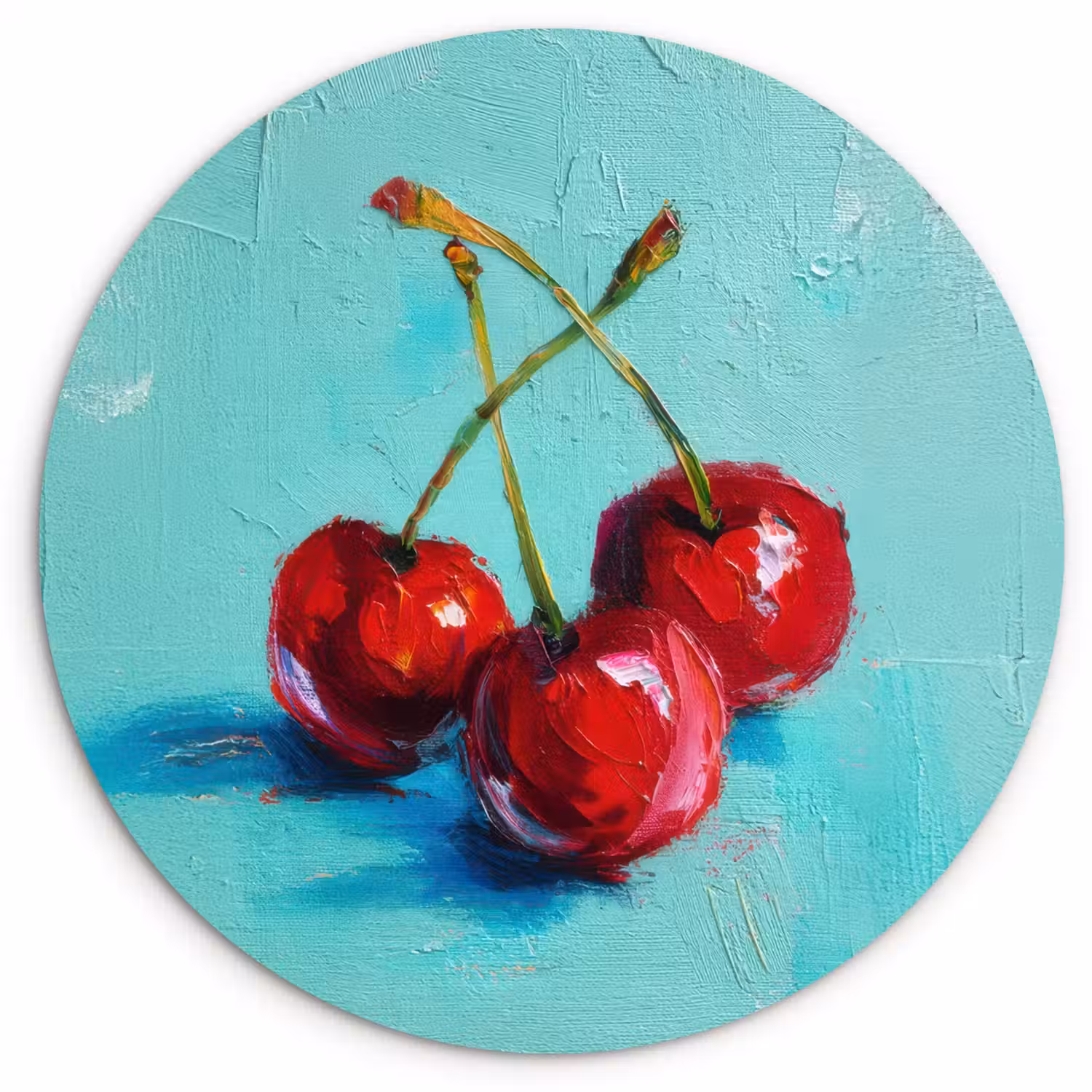 Kersen - Rood - Drie - Geverfd Wandcirkel kunststof plaat 5mm dik klein -3d