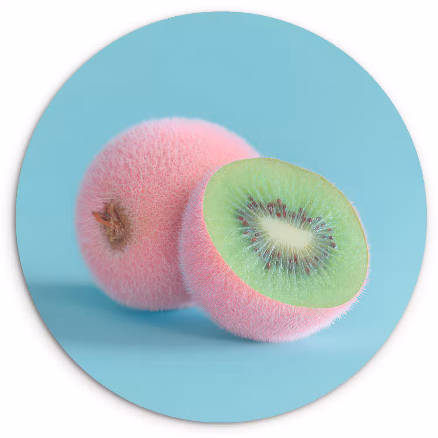 Kiwi - Blauw - Surrealistisch Wandcirkel kunststof plaat 5mm dik klein -3d
