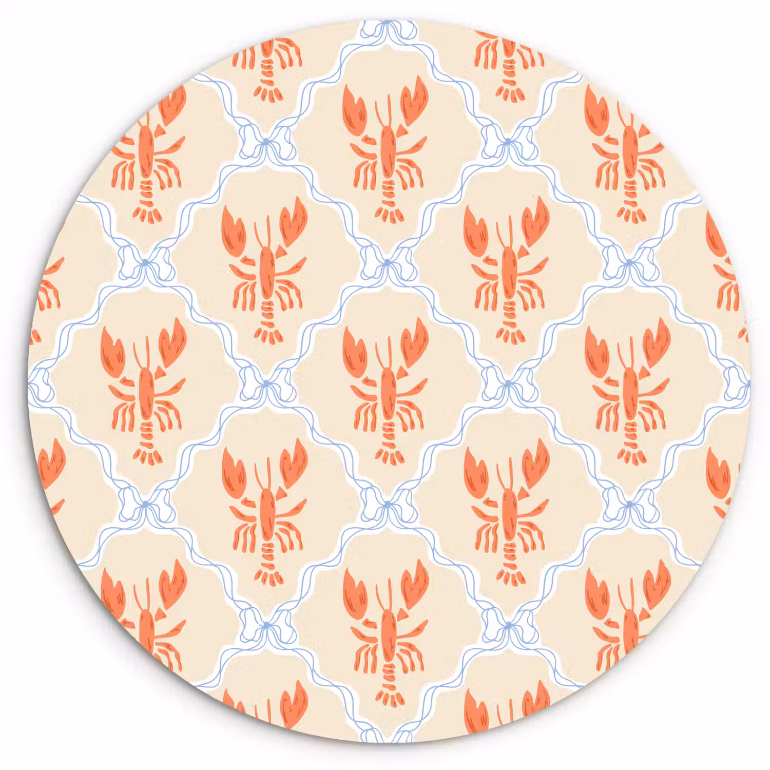 Zee - Kreeft - Blauw - Geel - Oranje Wandcirkel kunststof plaat 5mm dik klein 188 -3d