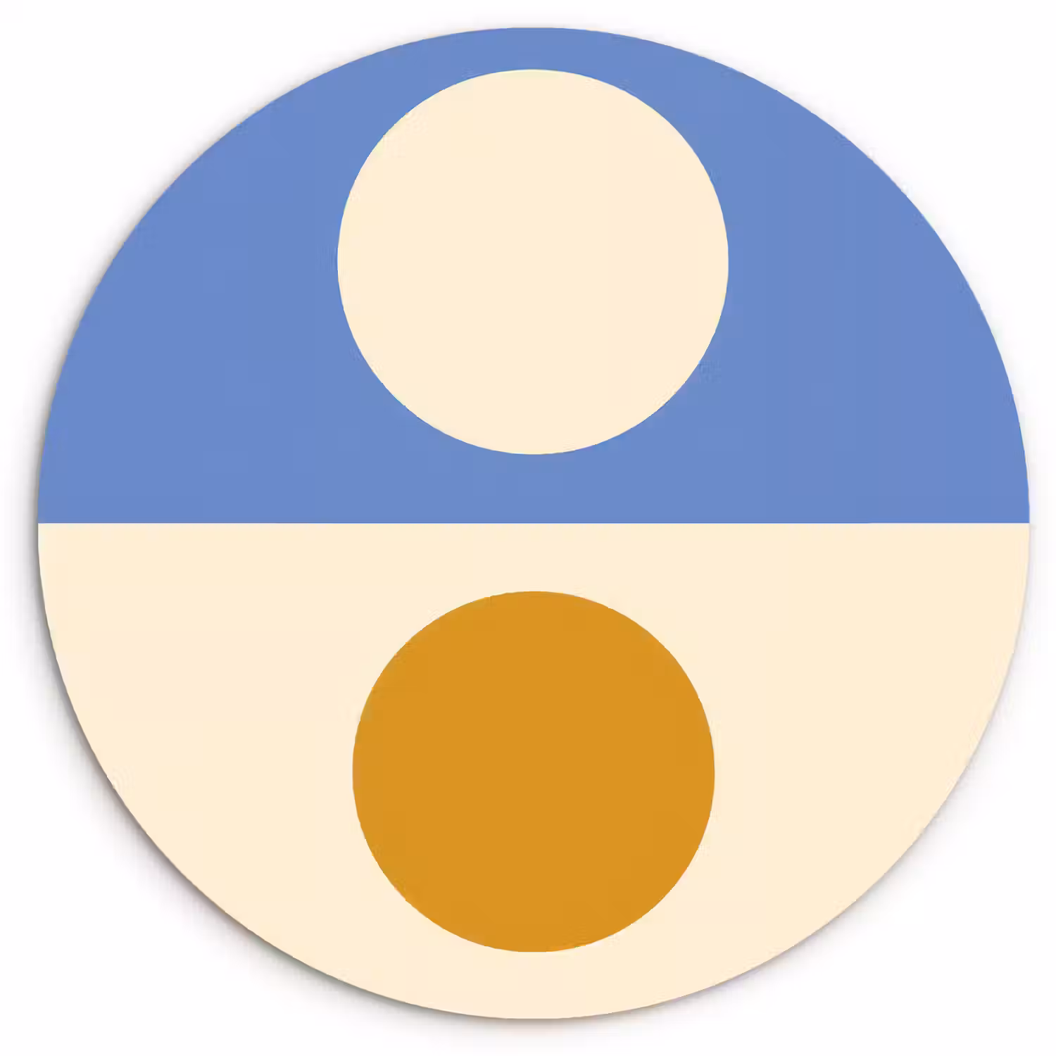 Cirkels - Symmetrisch - Wit - Blauw- Geel Wandcirkel kunststof plaat 5mm dik klein -3d