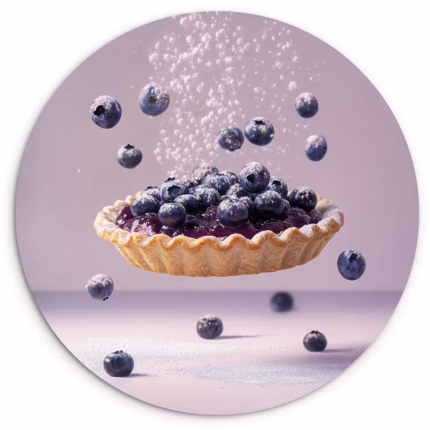 Eten - Taart - Bessen - Blauw Wandcirkel kunststof plaat 5mm dik klein -3d