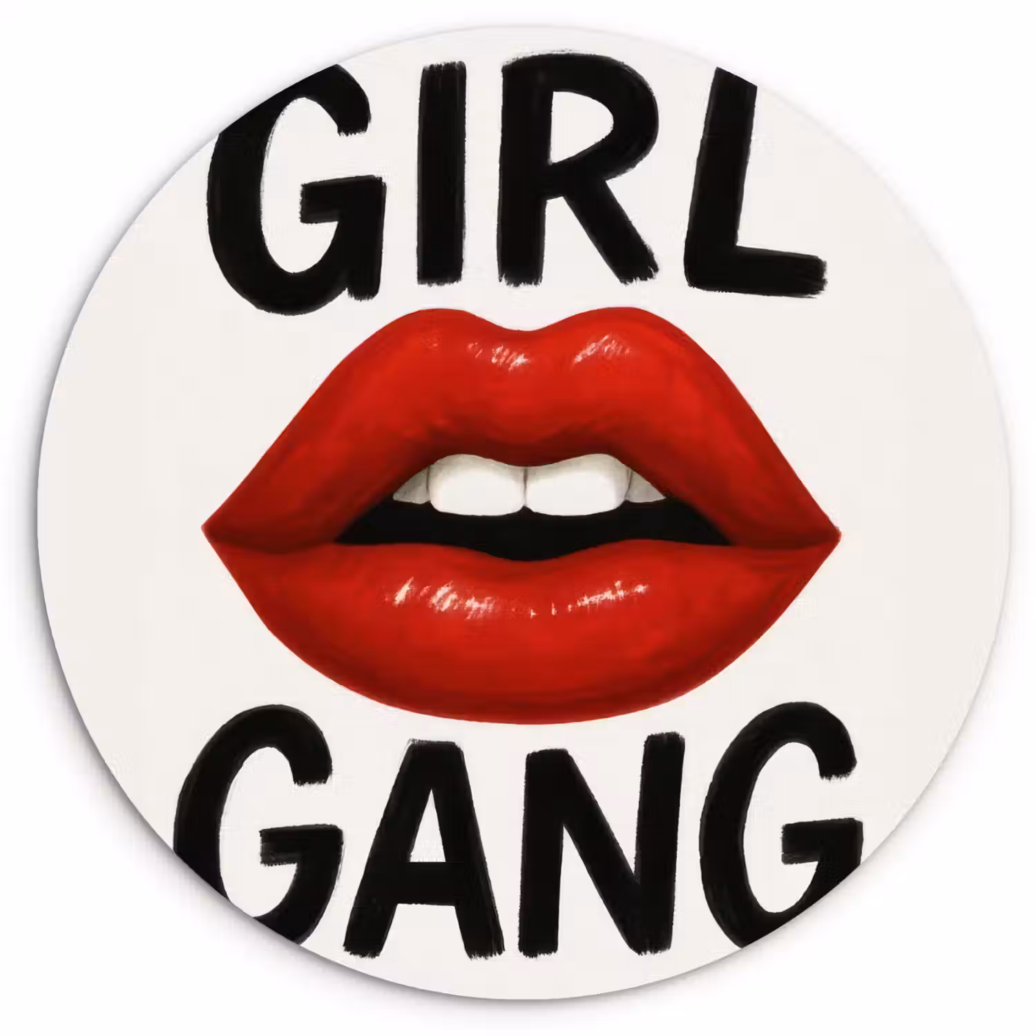 Lip - Girl - Rood - Letters Wandcirkel kunststof plaat 5mm dik klein -3d