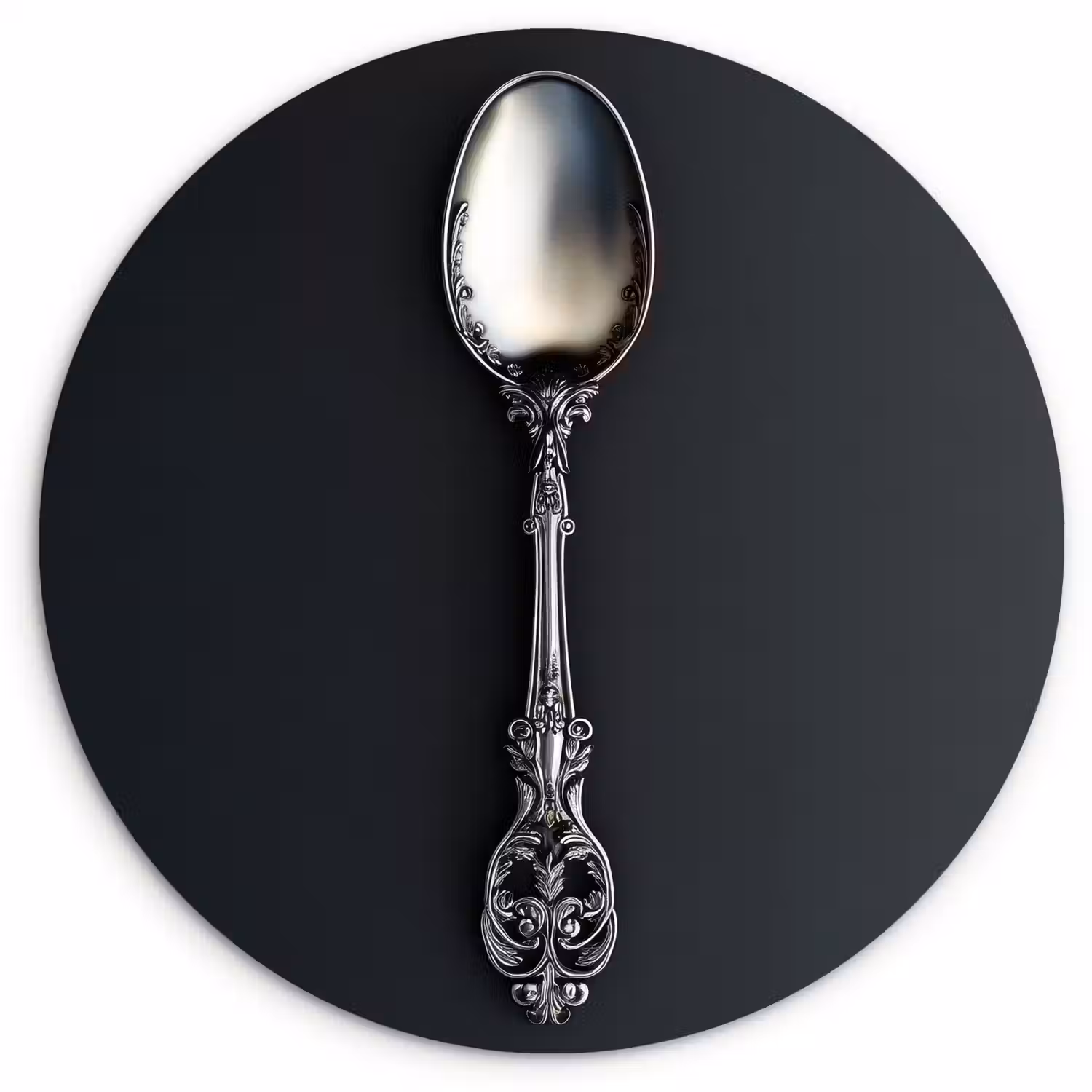 Lepel - Zilver - Metaal Wandcirkel kunststof plaat 5mm dik klein -3d