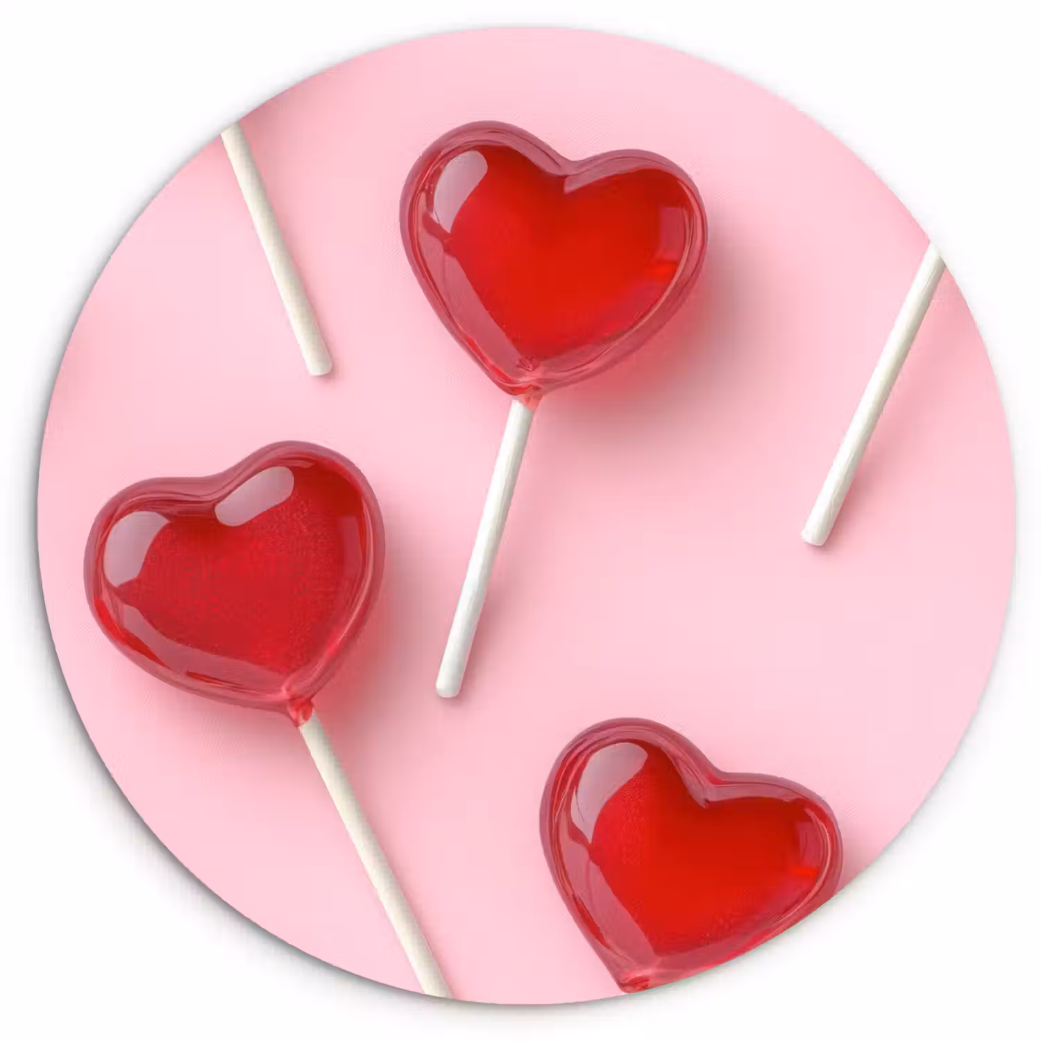 Lollies - Hartjes - Roze Wandcirkel kunststof plaat 5mm dik klein -3d