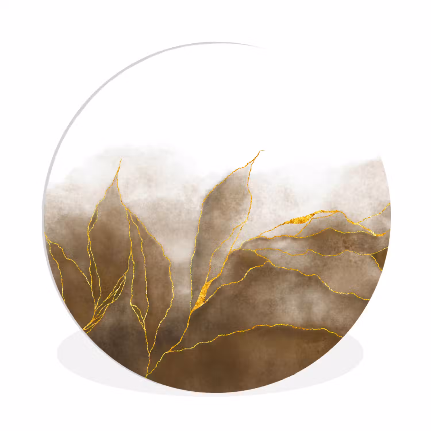 Marmer - Goud - Bruin - Textuur - Marmerlook Wandcirkel kunststof plaat 5mm dik klein -3d