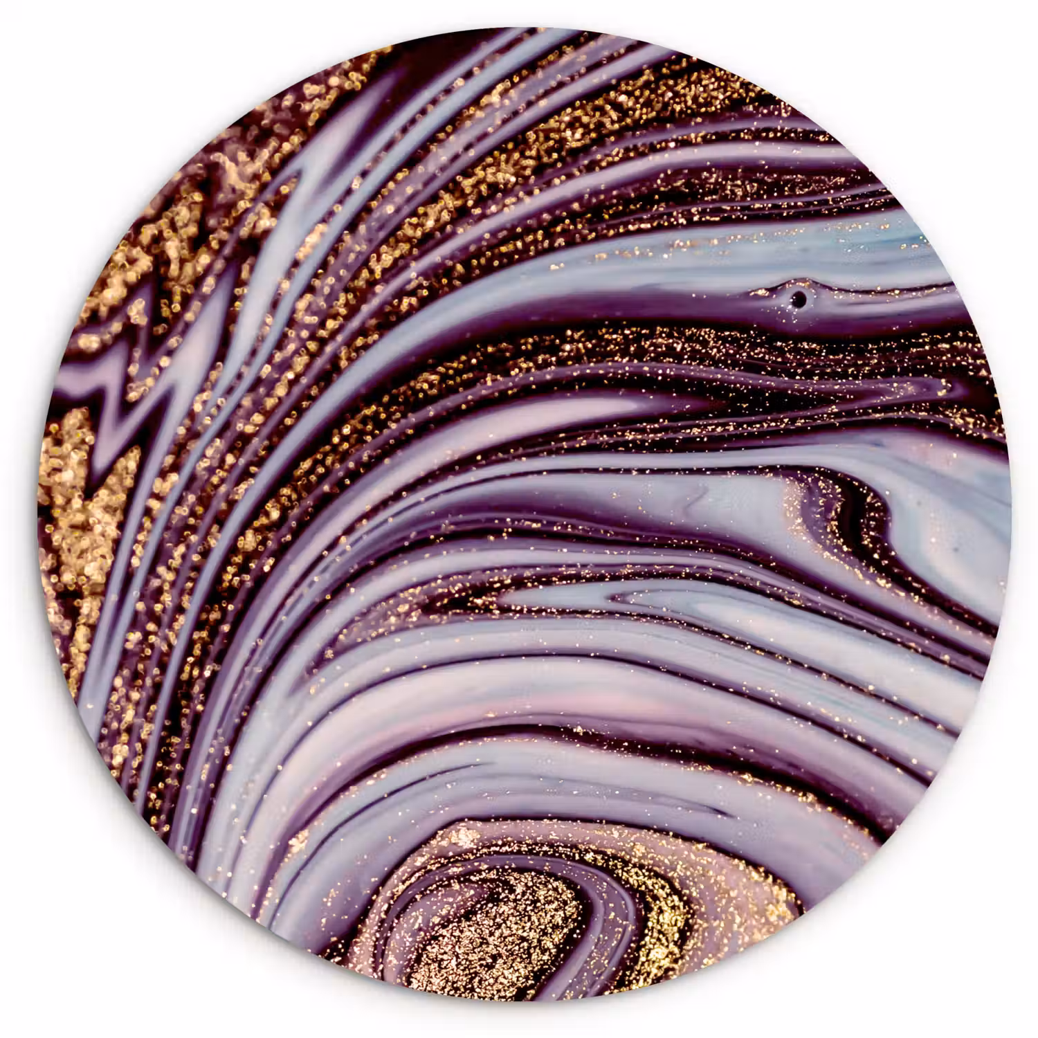 Marmer - Roze - Goud - Glitter - Marmerlook - Luxe Wandcirkel kunststof plaat 5mm dik klein -3d
