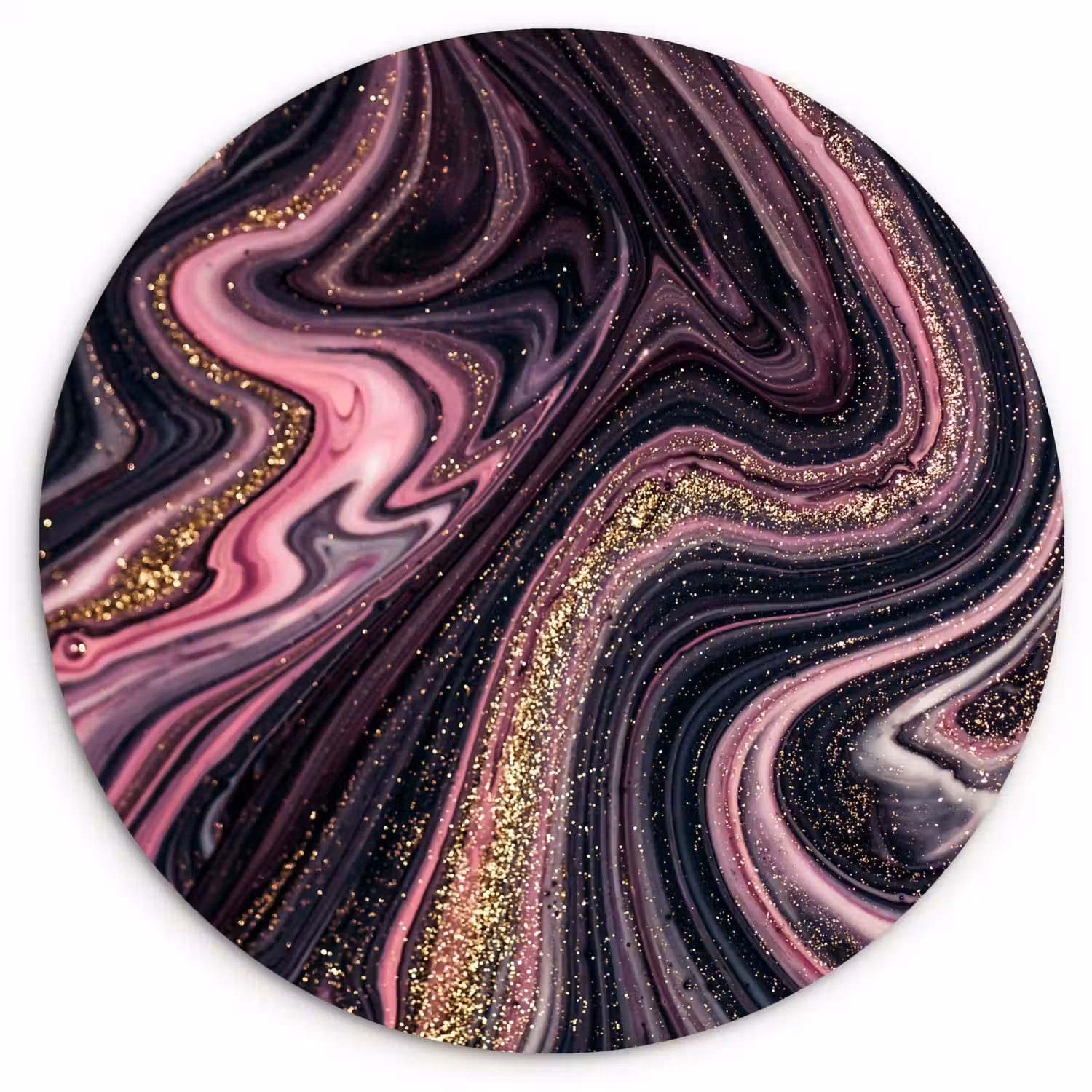 Marmerlook - Roze - Paars - Goud - Luxe - Marmer Wandcirkel kunststof plaat 5mm dik klein -3d