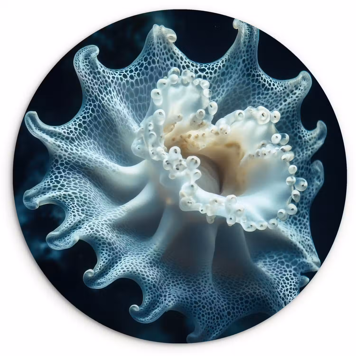 Zeewezen - Wit - Golven - Water Wandcirkel kunststof plaat 5mm dik klein -3d