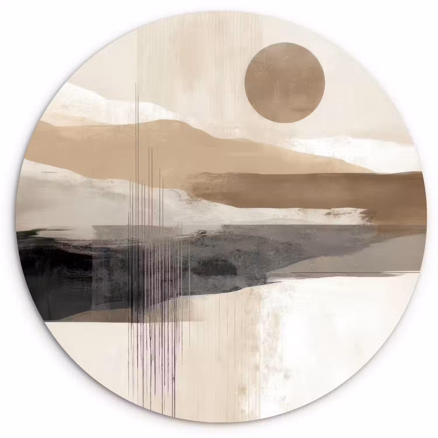 Minimalistisch - Landschap - Dimensie Wandcirkel kunststof plaat 5mm dik klein -3d