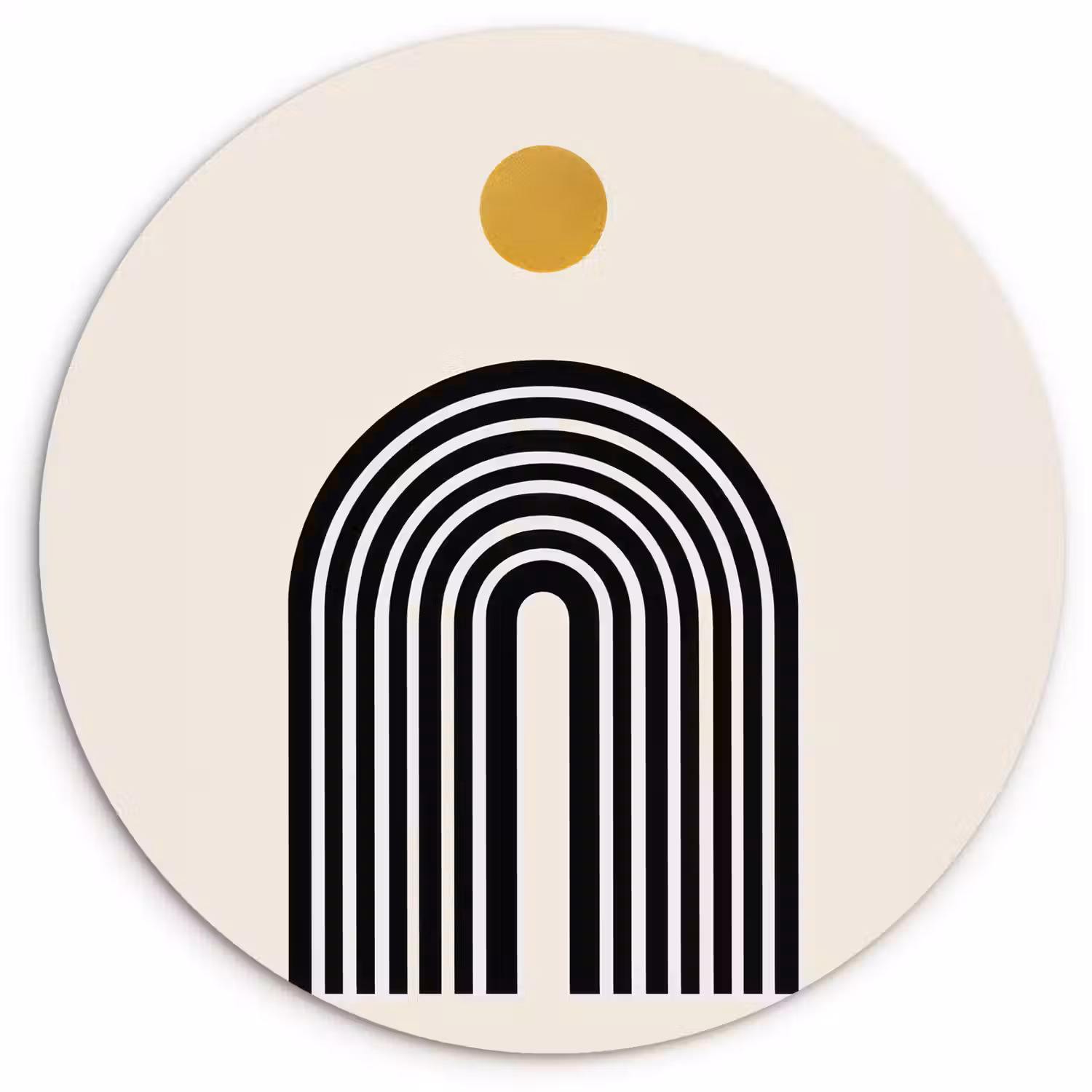 Minimalistisch - Zwarte boog - Gouden cirkel Wandcirkel kunststof plaat 5mm dik klein -3d