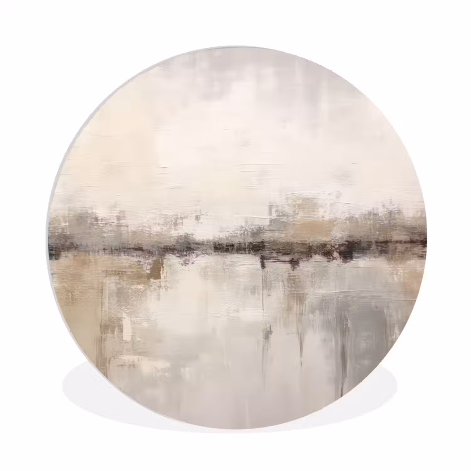 Moderne kunst - Abstract - Beige Wandcirkel kunststof plaat 5mm dik klein -3d