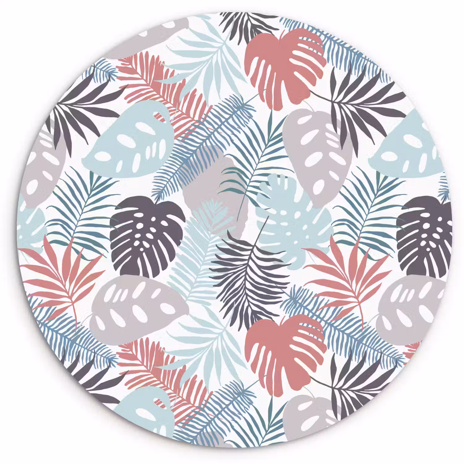 Monstera - Pastel - Bladeren - Tropical Wandcirkel kunststof plaat 5mm dik klein -3d