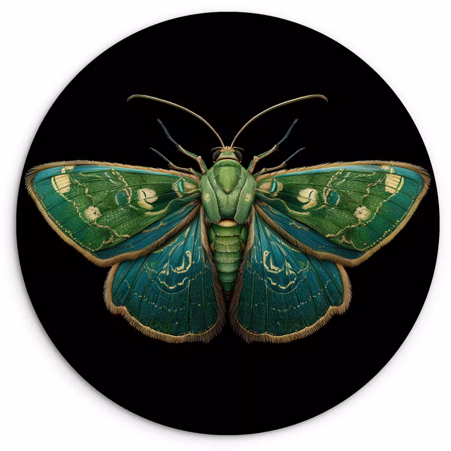 Mot - Levendig - Groen Wandcirkel kunststof plaat 5mm dik klein -3d