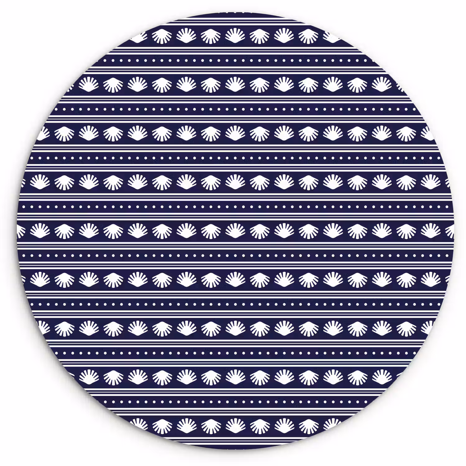 Schelp - Nautisch - Blauw - Wit Wandcirkel kunststof plaat 5mm dik klein 188 -3d