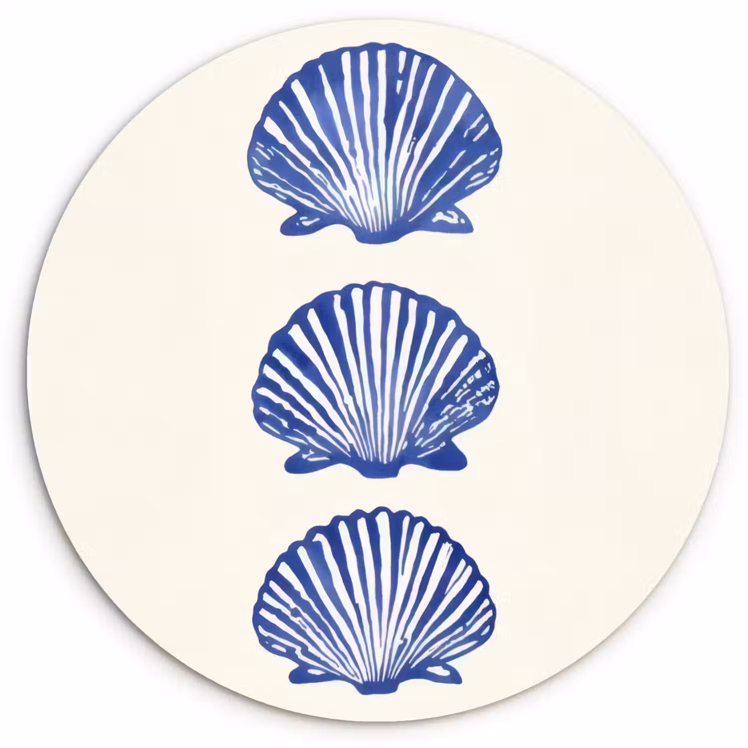 Schelpen - Blauw - Patroon Wandcirkel kunststof plaat 5mm dik klein -3d