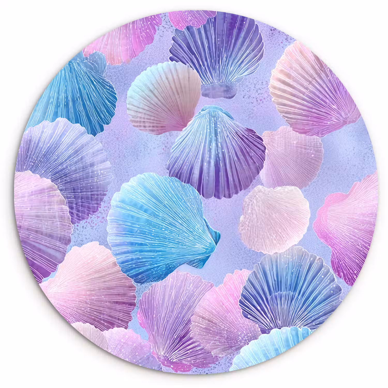 Schelpen - Paars - Blauw - Patroon Wandcirkel kunststof plaat 5mm dik klein -3d